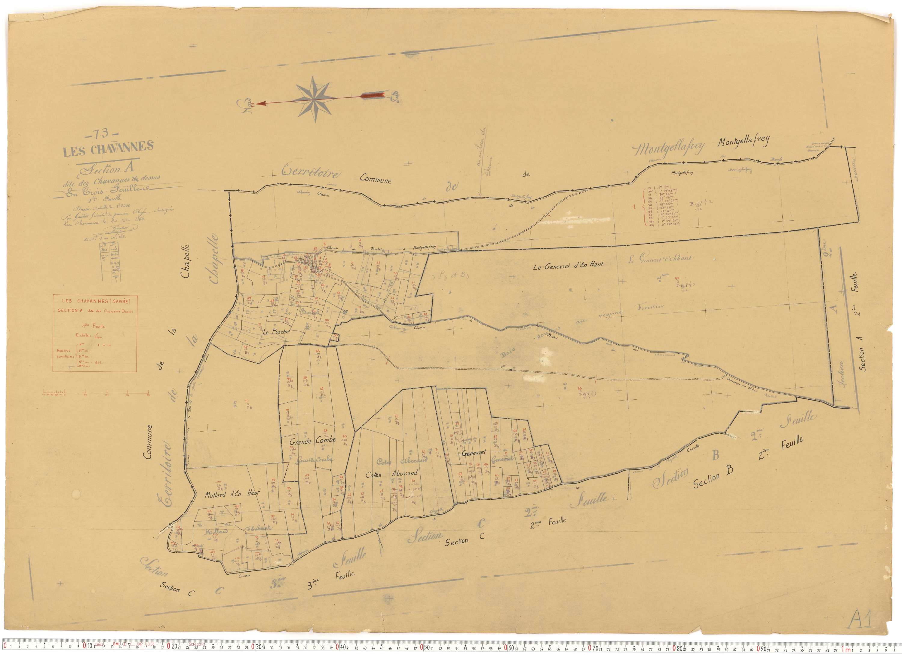 Chavannes-en-Maurienne - Plans cadastraux du cadastre rénové.