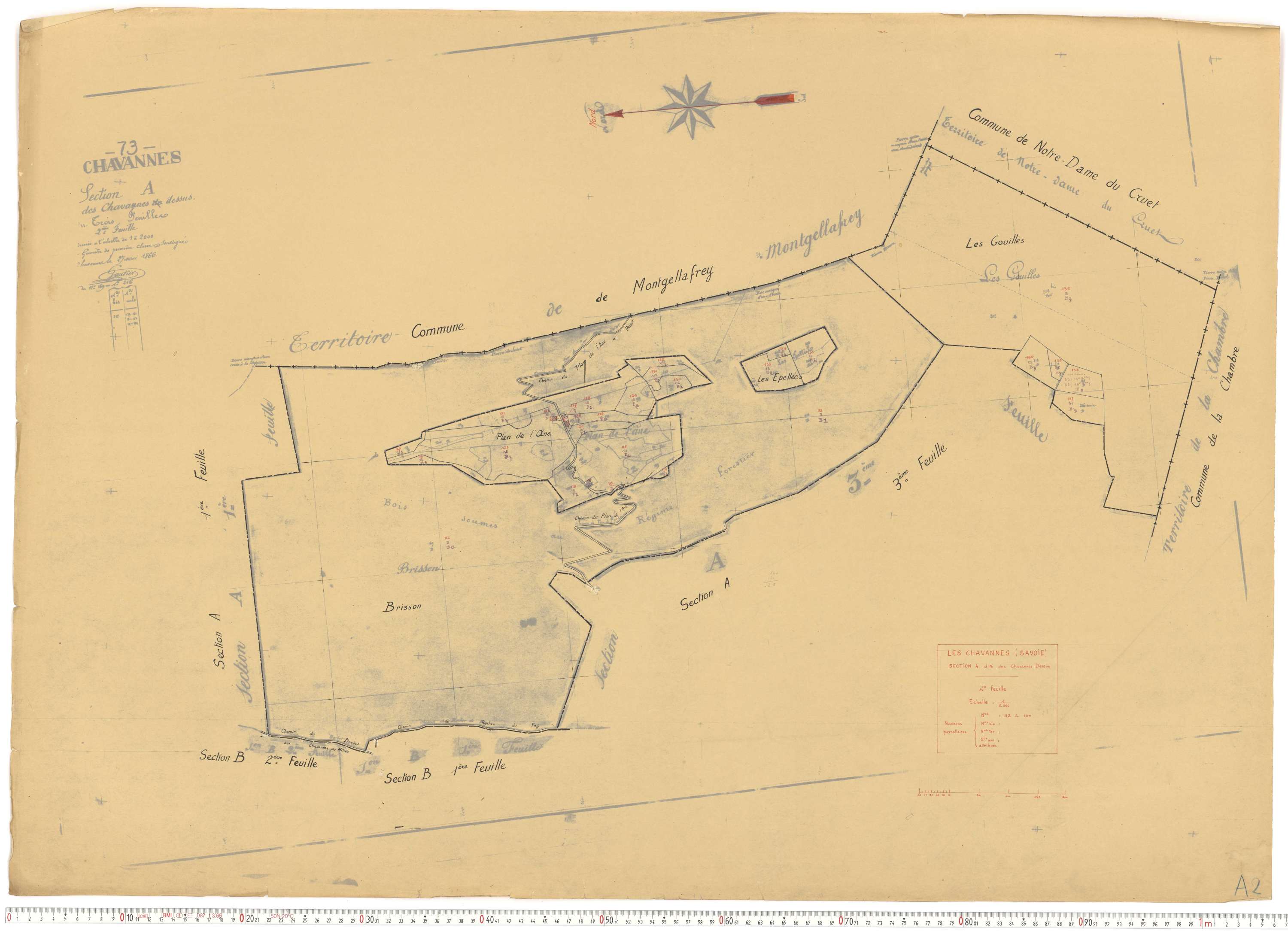 Chavannes-en-Maurienne - Plans cadastraux du cadastre rénové.