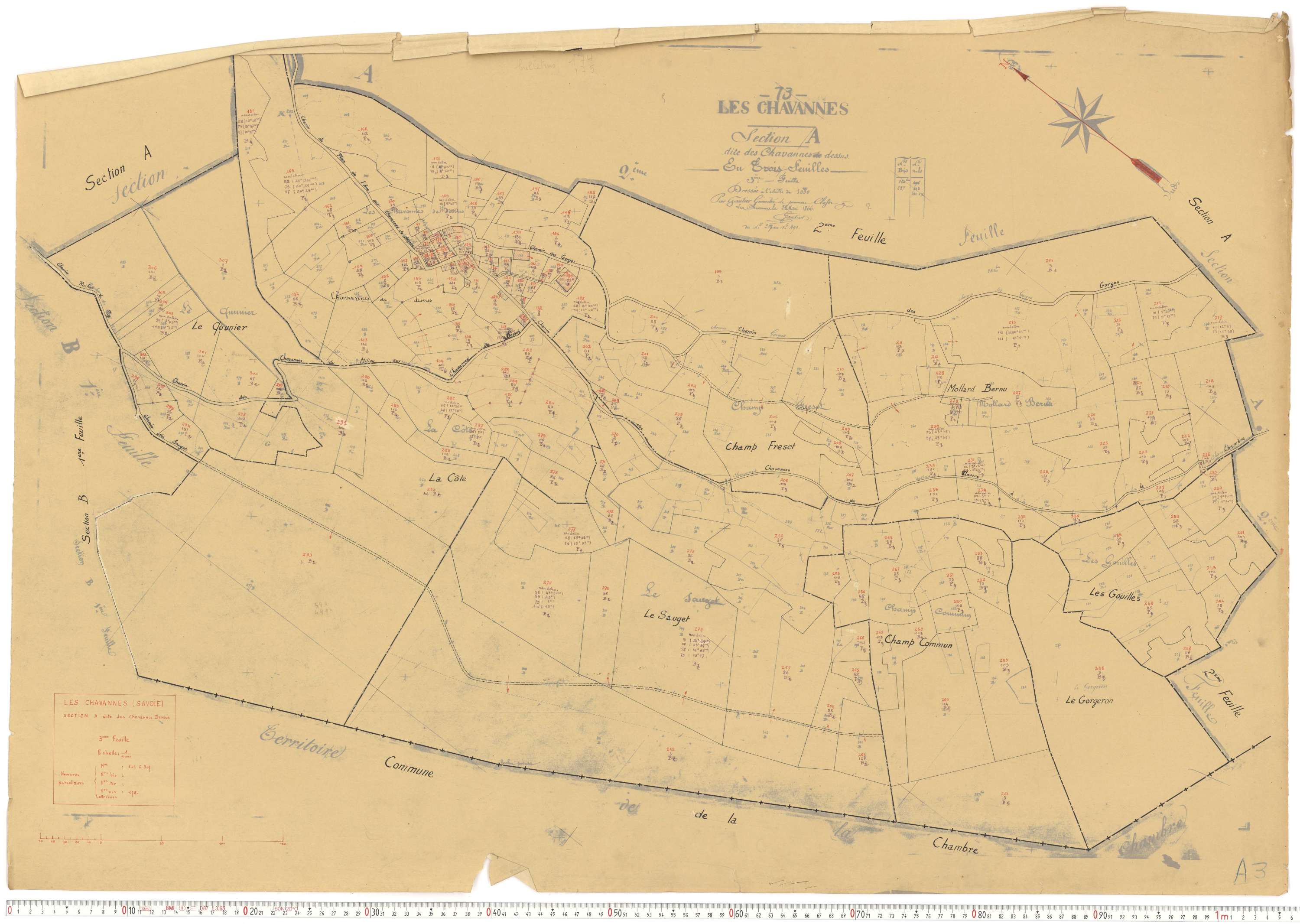 Chavannes-en-Maurienne - Plans cadastraux du cadastre rénové.
