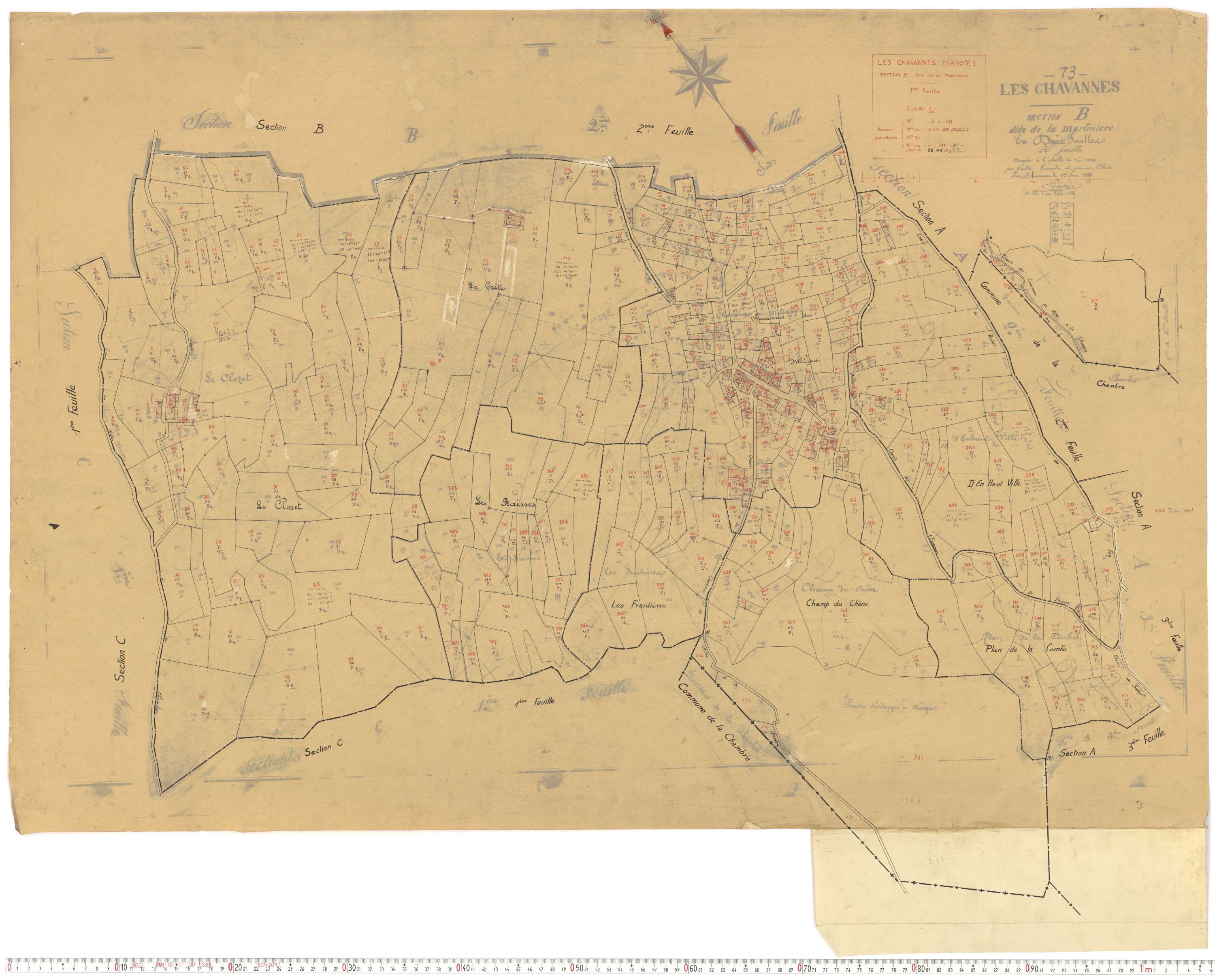 Chavannes-en-Maurienne - Plans cadastraux du cadastre rénové.