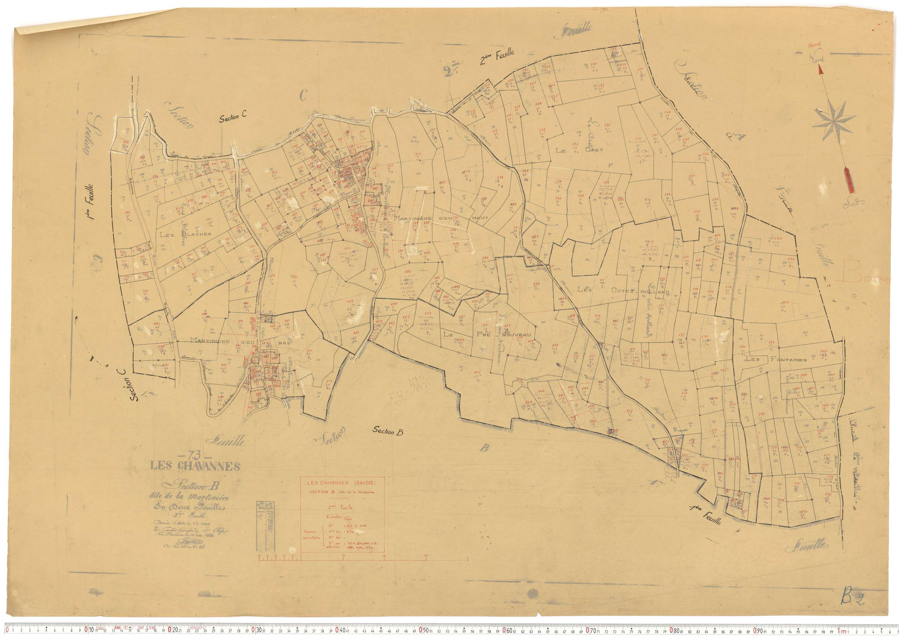 Chavannes-en-Maurienne - Plans cadastraux du cadastre rénové.