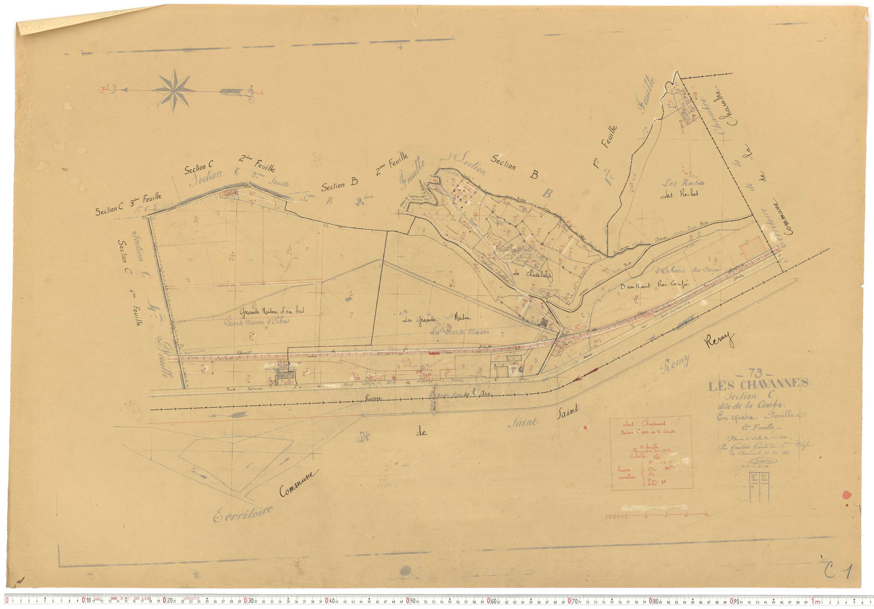 Chavannes-en-Maurienne - Plans cadastraux du cadastre rénové.