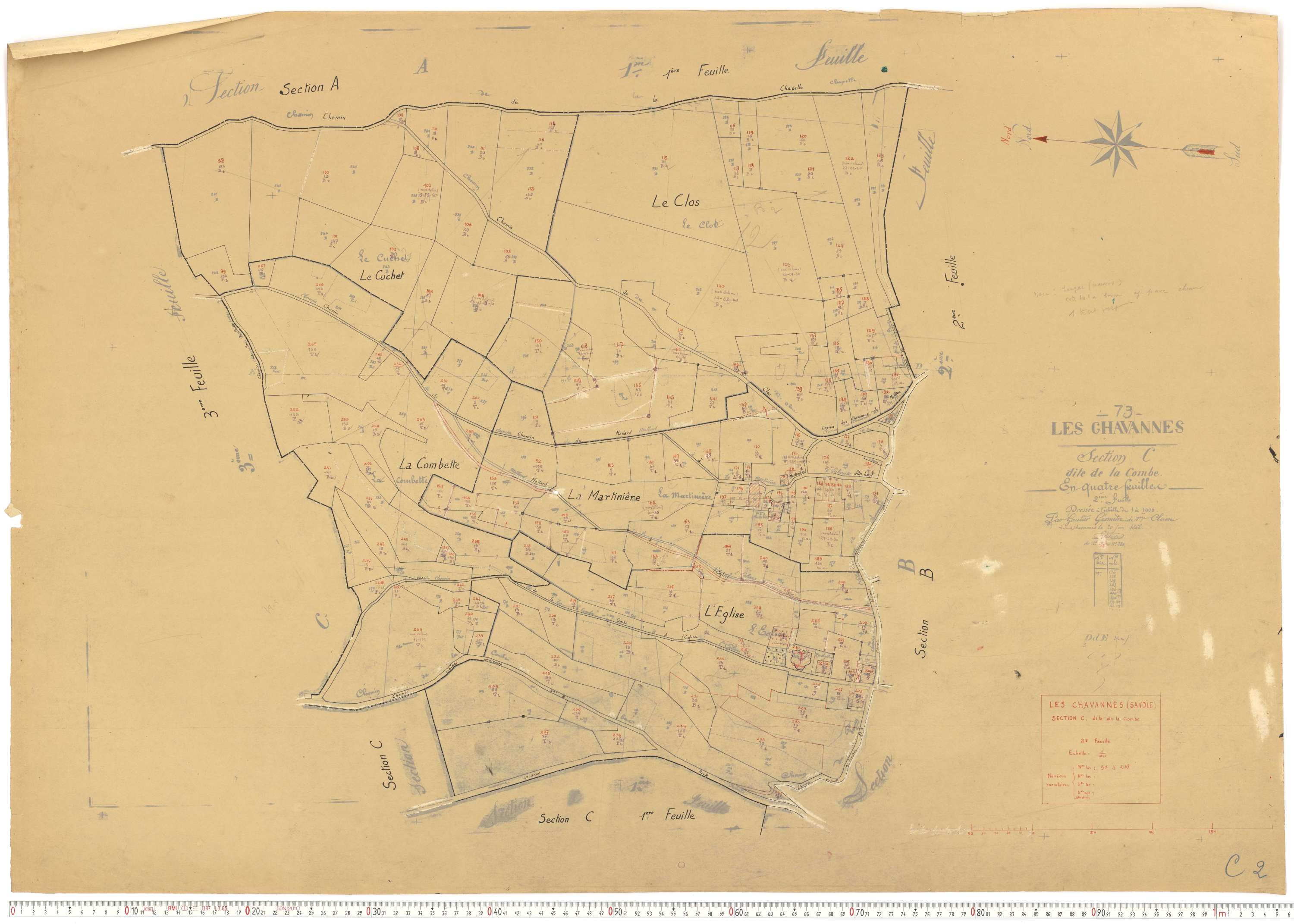 Chavannes-en-Maurienne - Plans cadastraux du cadastre rénové.