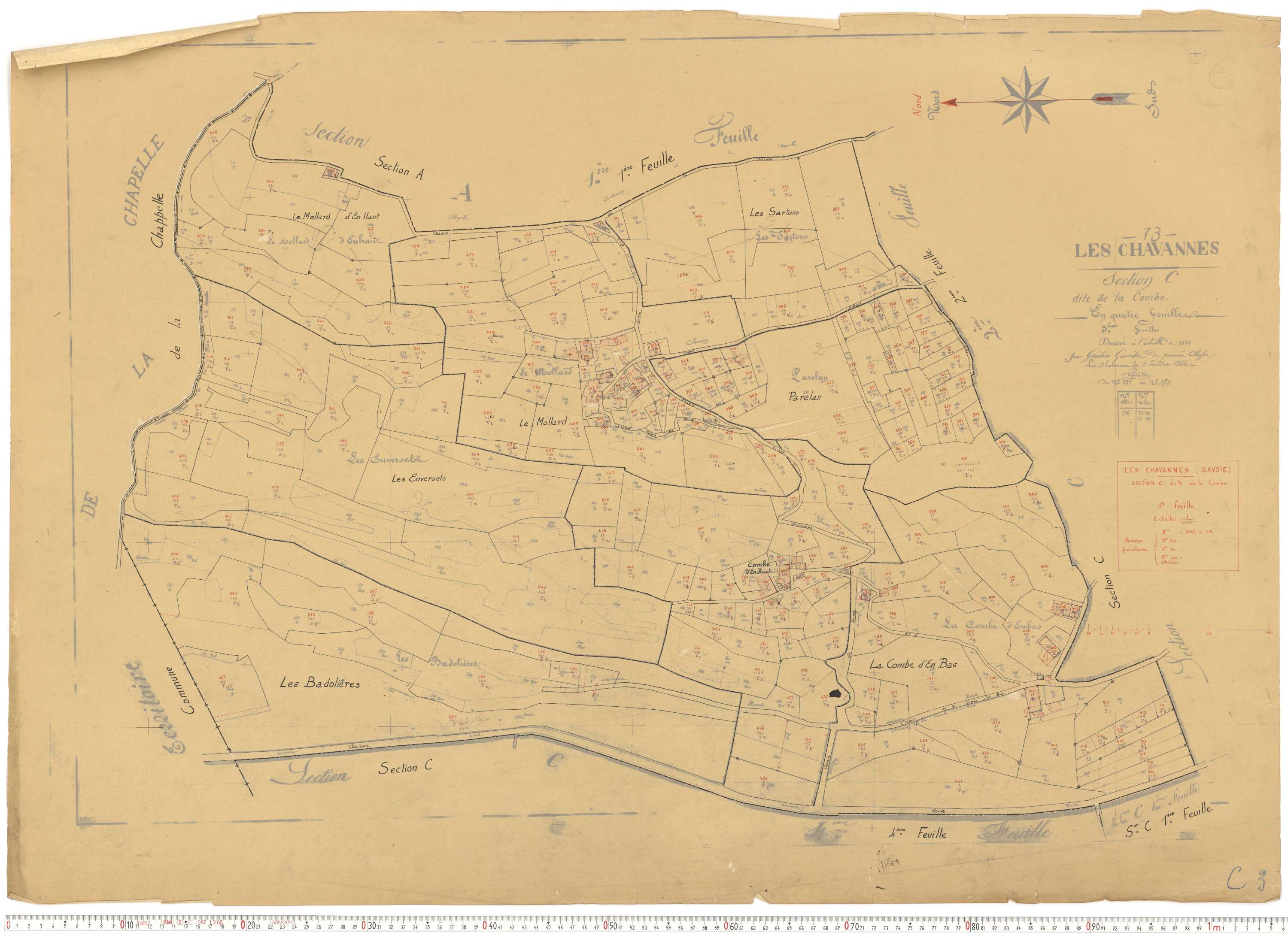 Chavannes-en-Maurienne - Plans cadastraux du cadastre rénové.