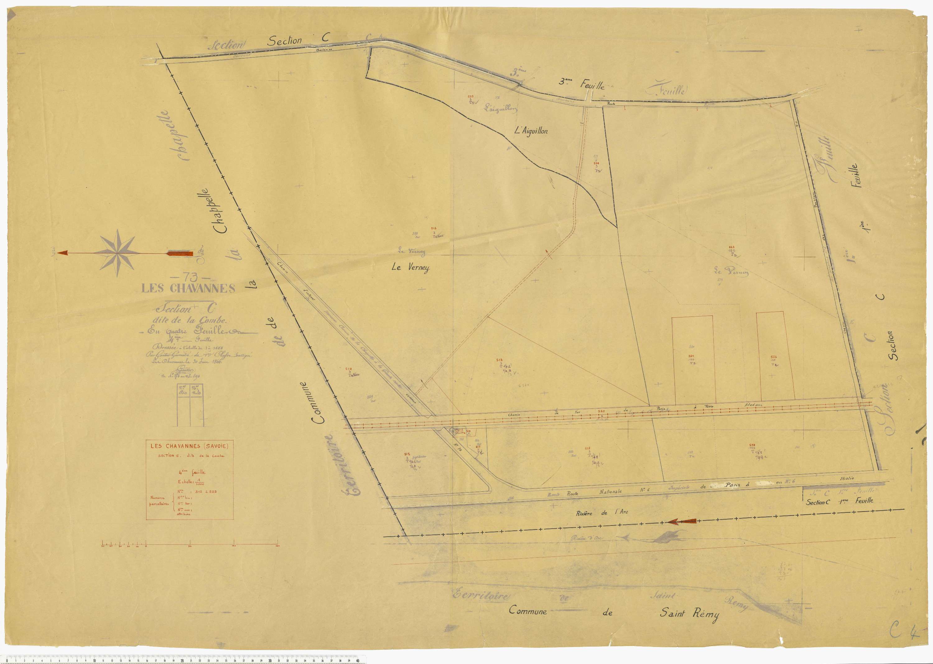 Chavannes-en-Maurienne - Plans cadastraux du cadastre rénové.