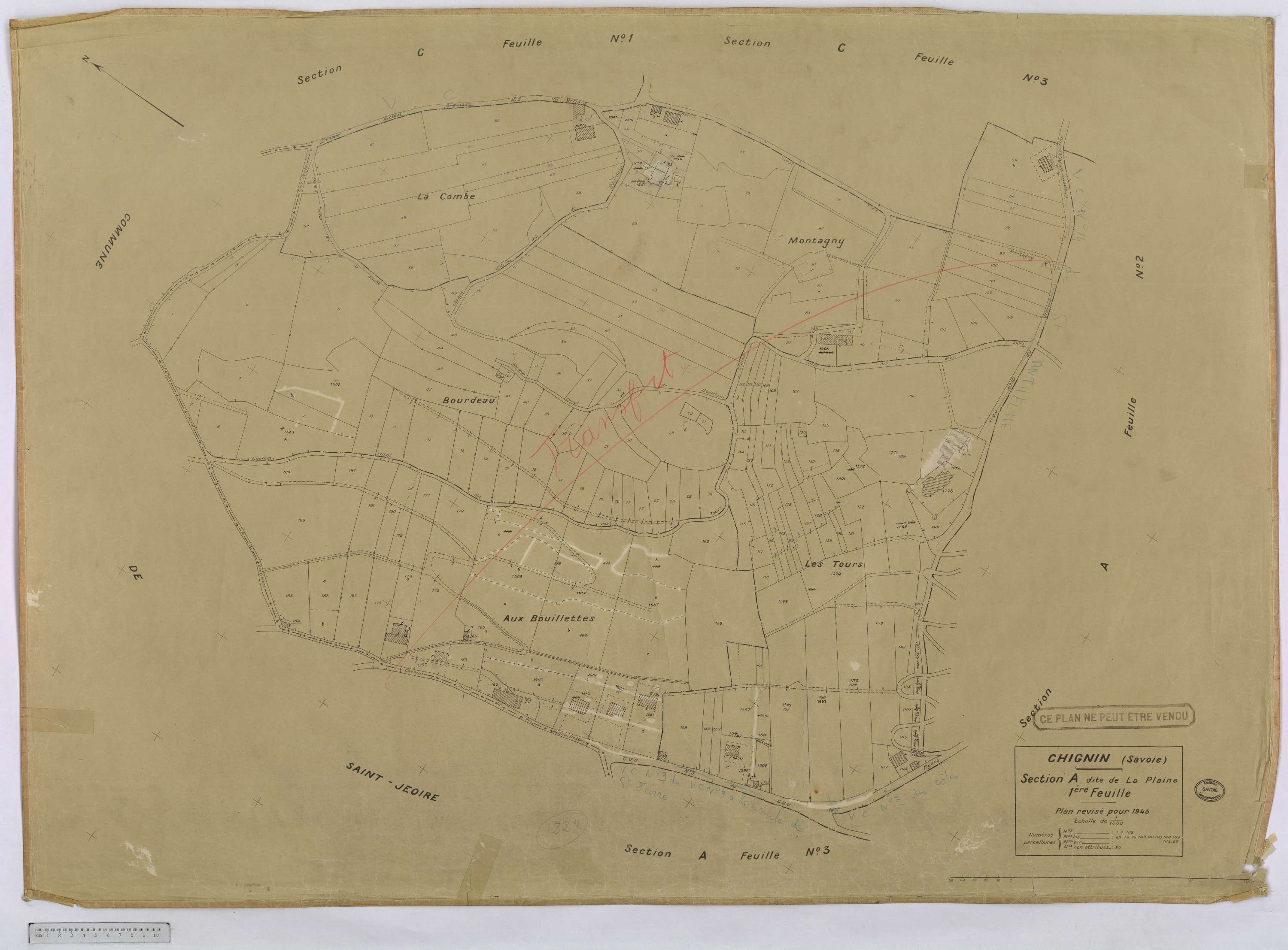 Chignin - Cadastre rénové version définitive (1945).