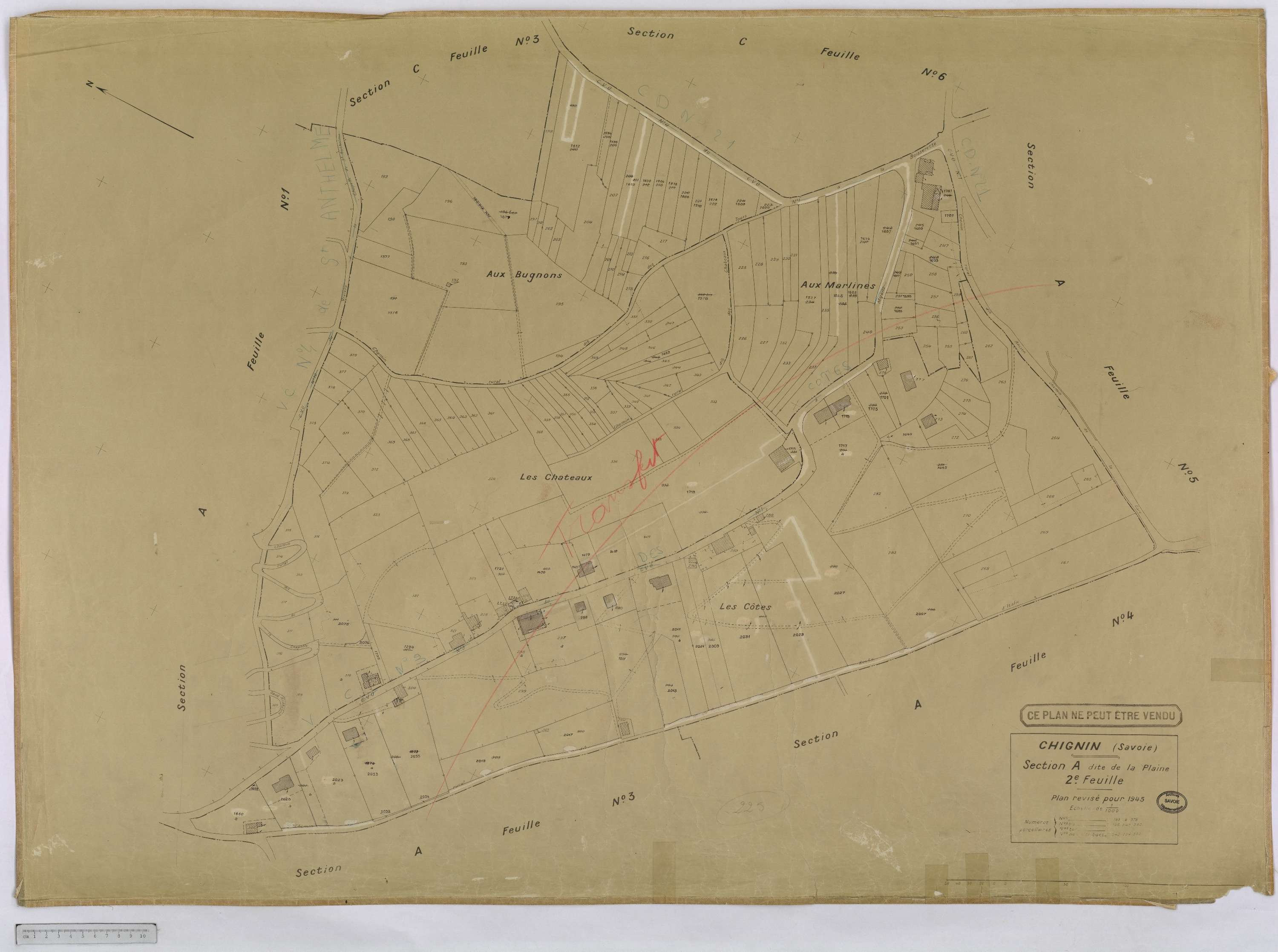 Chignin - Cadastre rénové version définitive (1945).