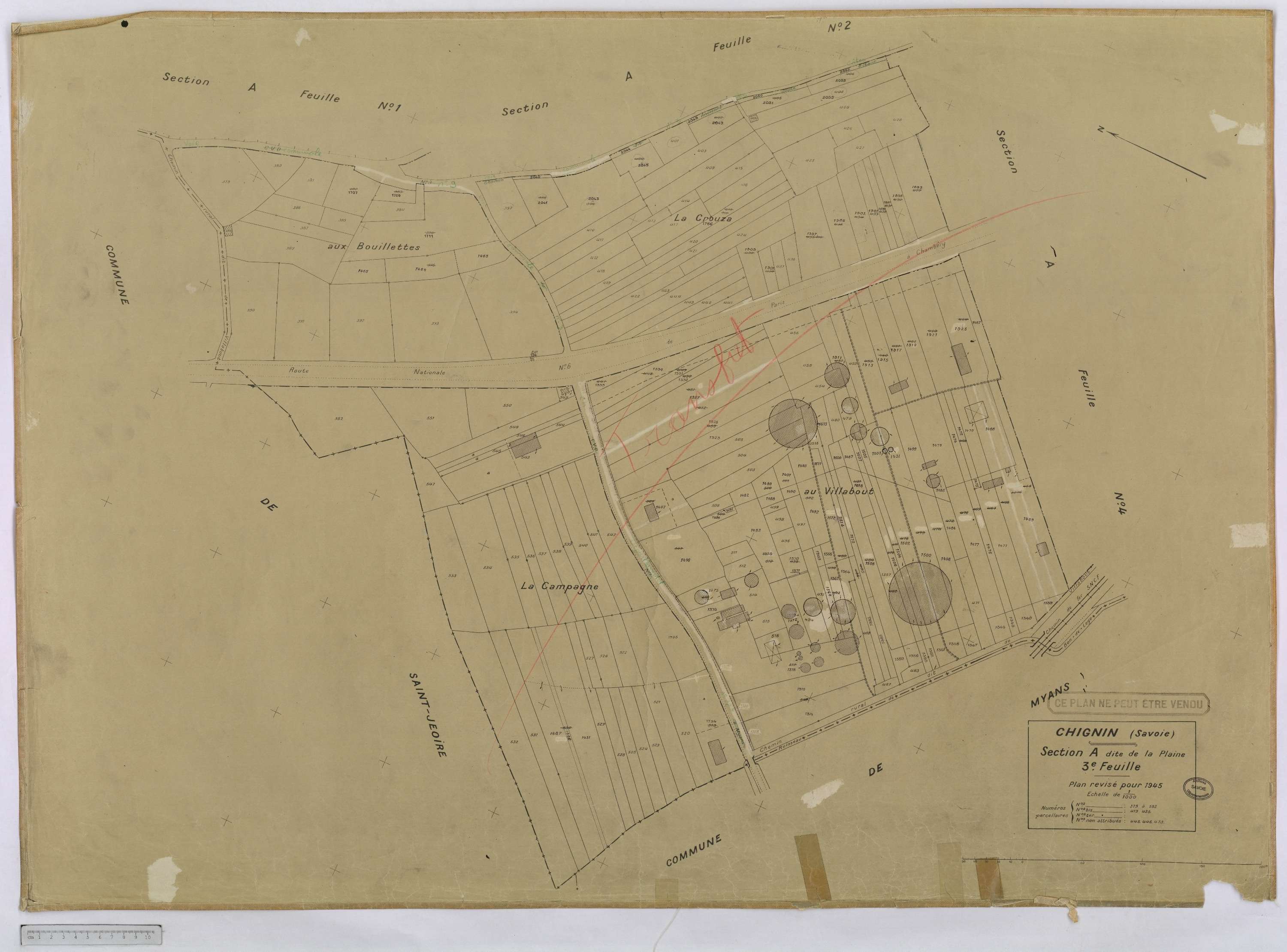 Chignin - Cadastre rénové version définitive (1945).