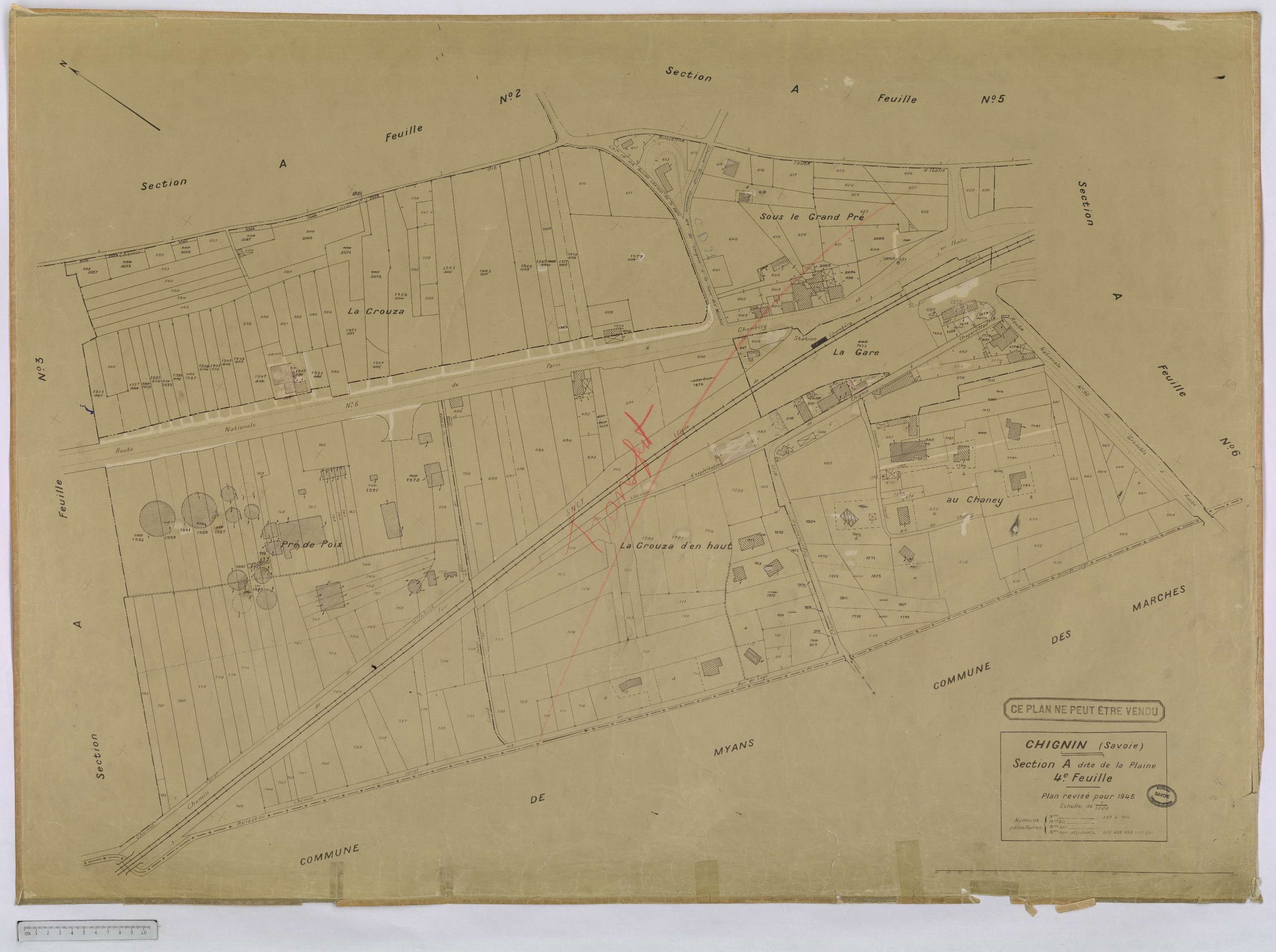 Chignin - Cadastre rénové version définitive (1945).