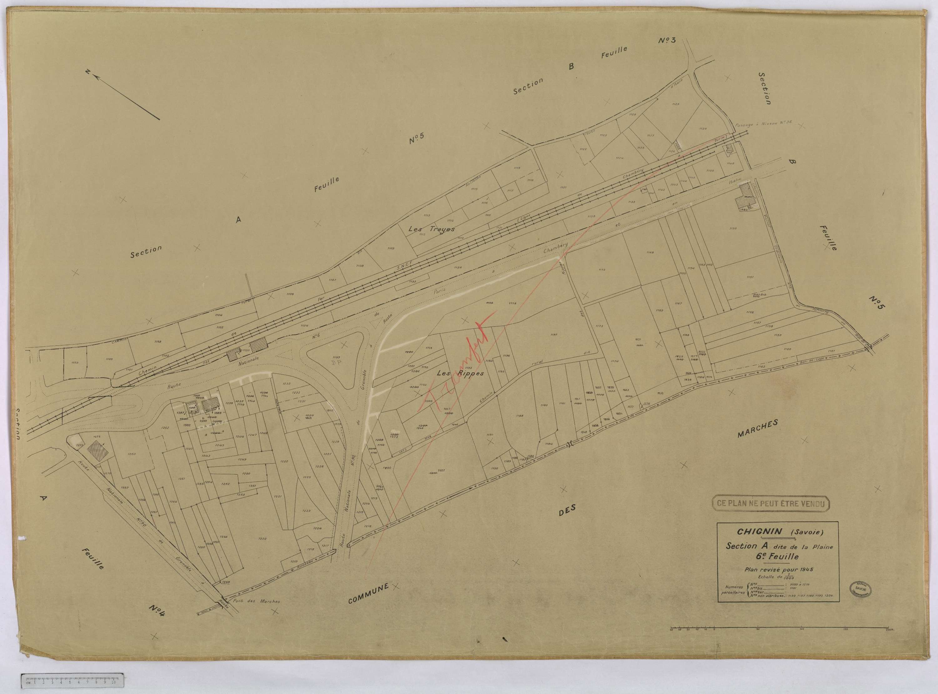 Chignin - Cadastre rénové version définitive (1945).