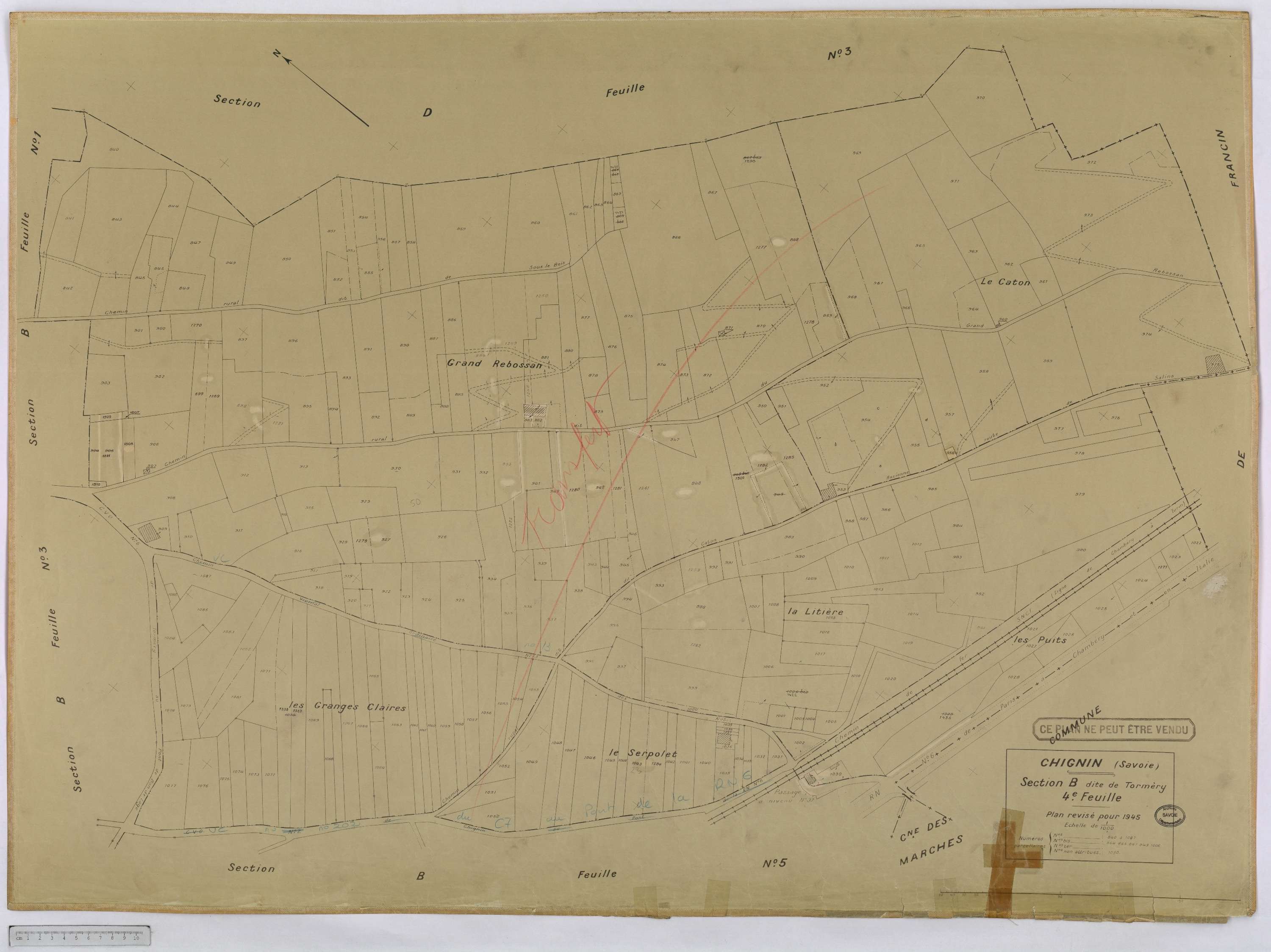 Chignin - Cadastre rénové version définitive (1945).