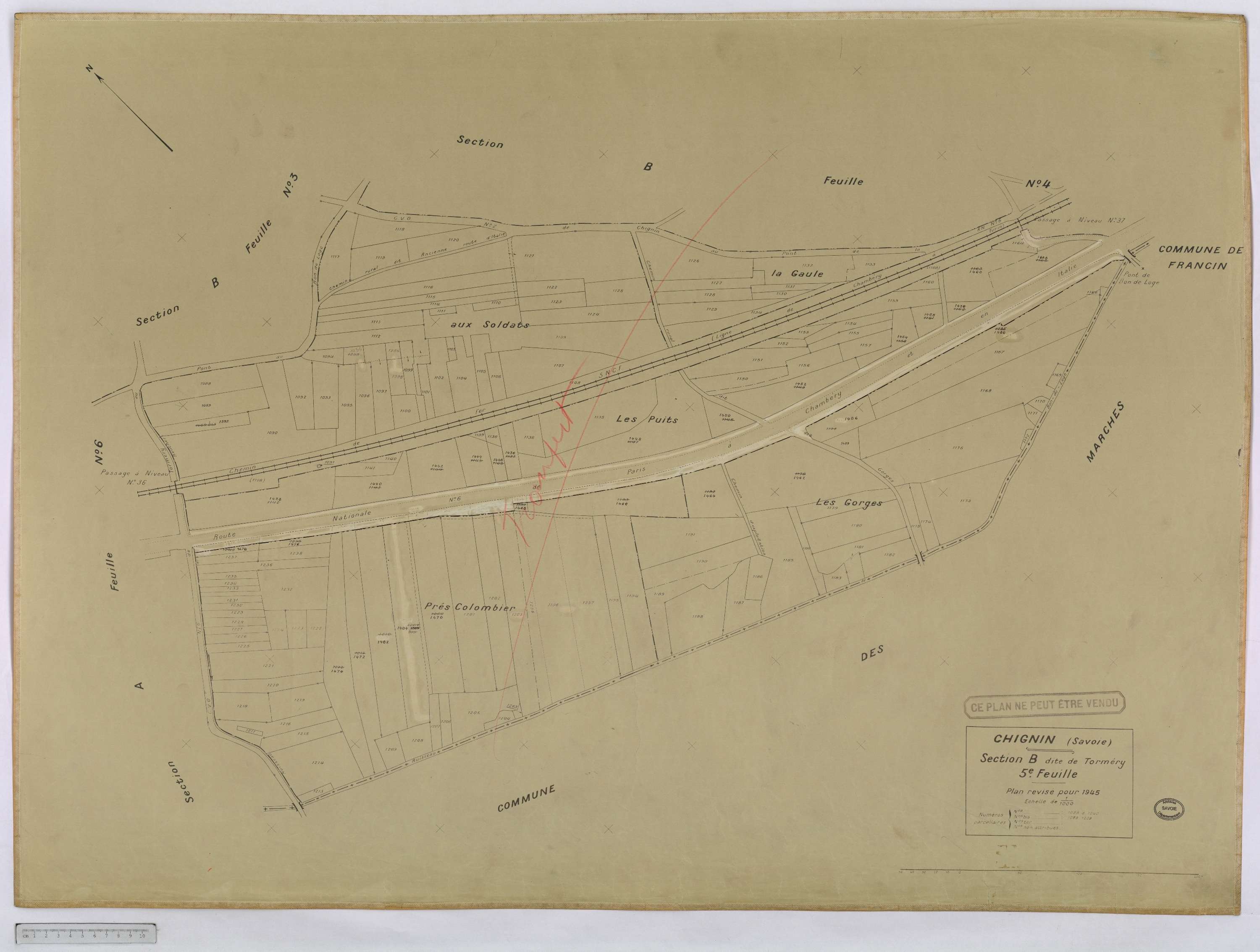 Chignin - Cadastre rénové version définitive (1945).
