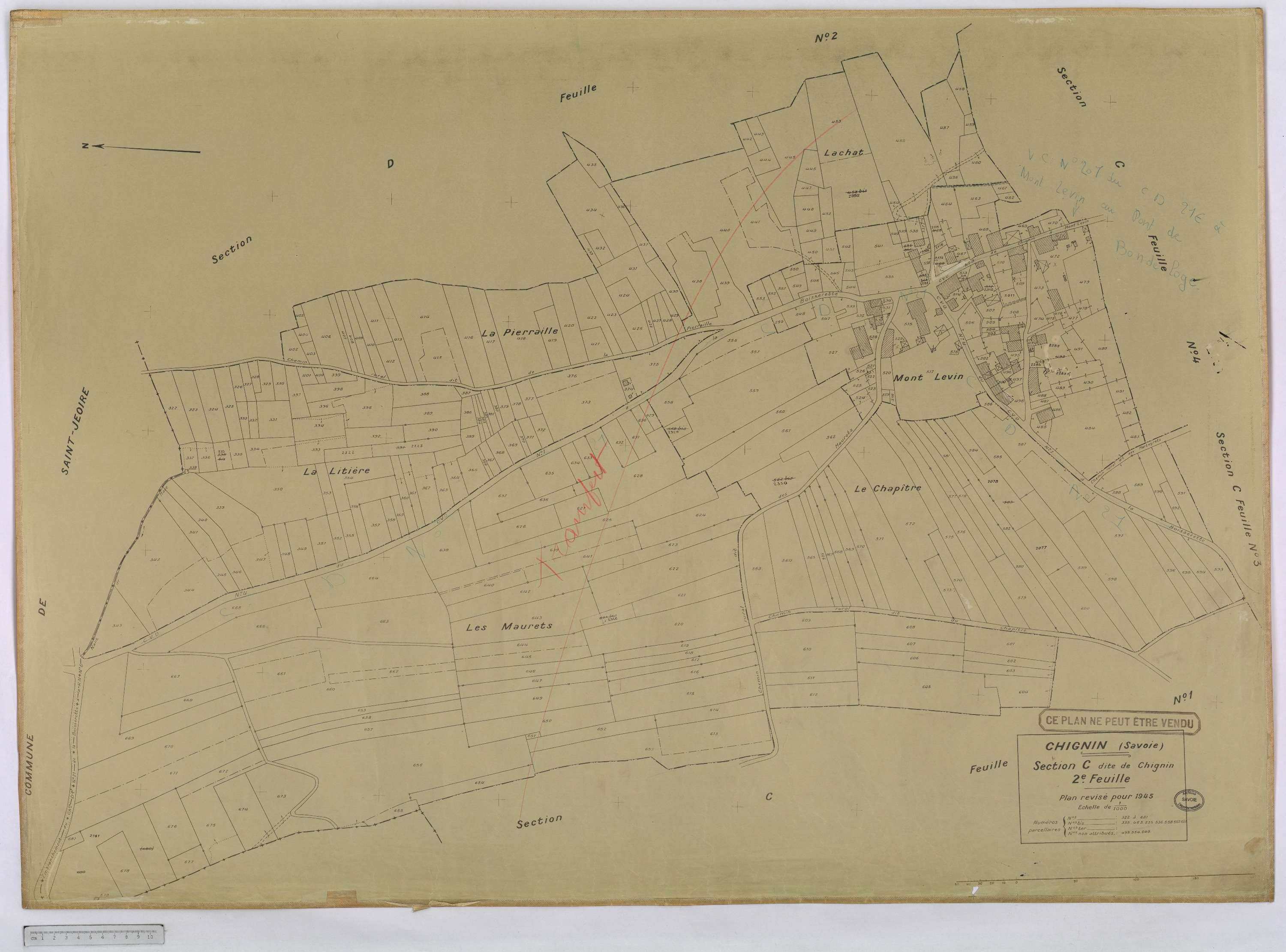 Chignin - Cadastre rénové version définitive (1945).