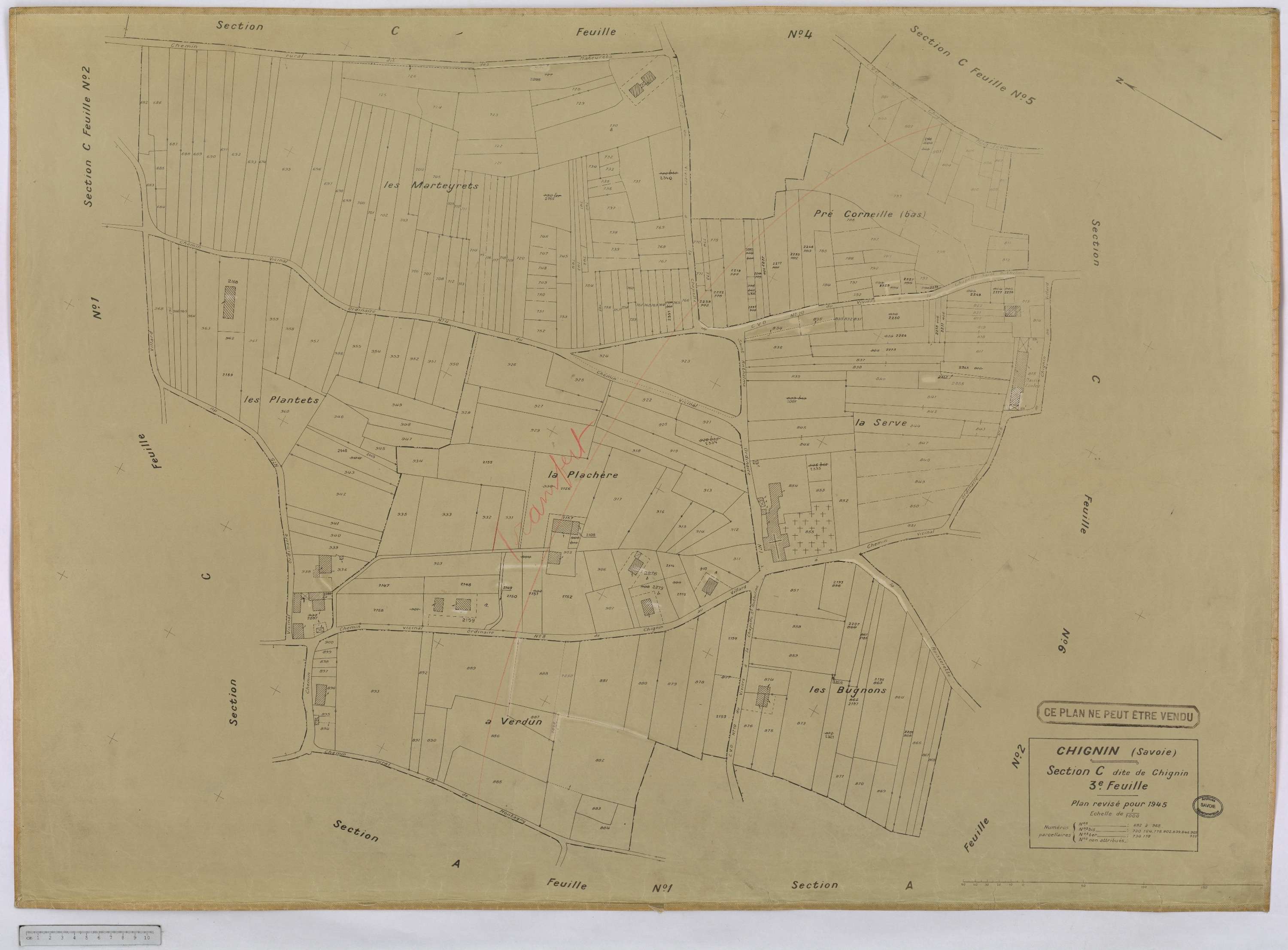 Chignin - Cadastre rénové version définitive (1945).