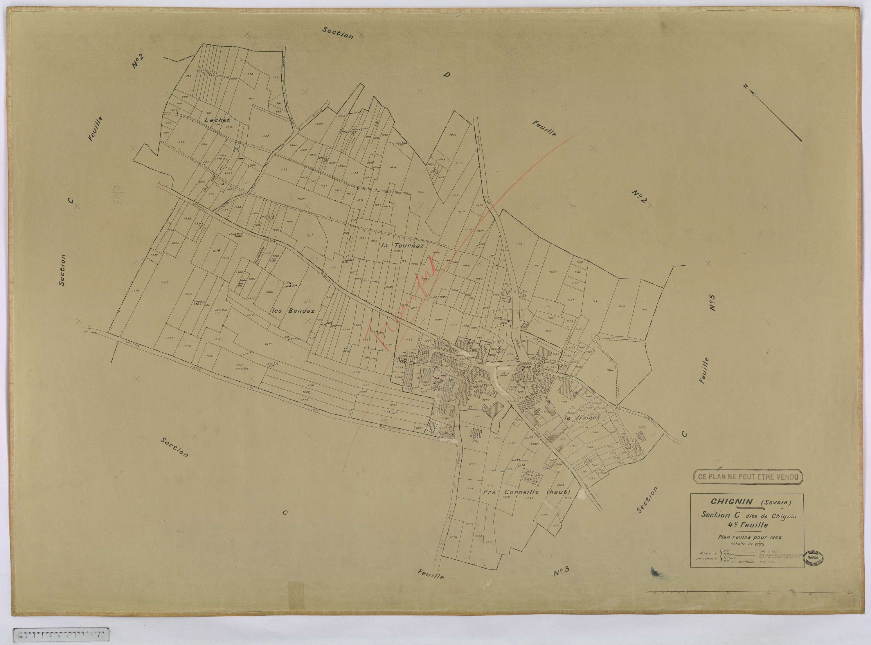 Chignin - Cadastre rénové version définitive (1945).