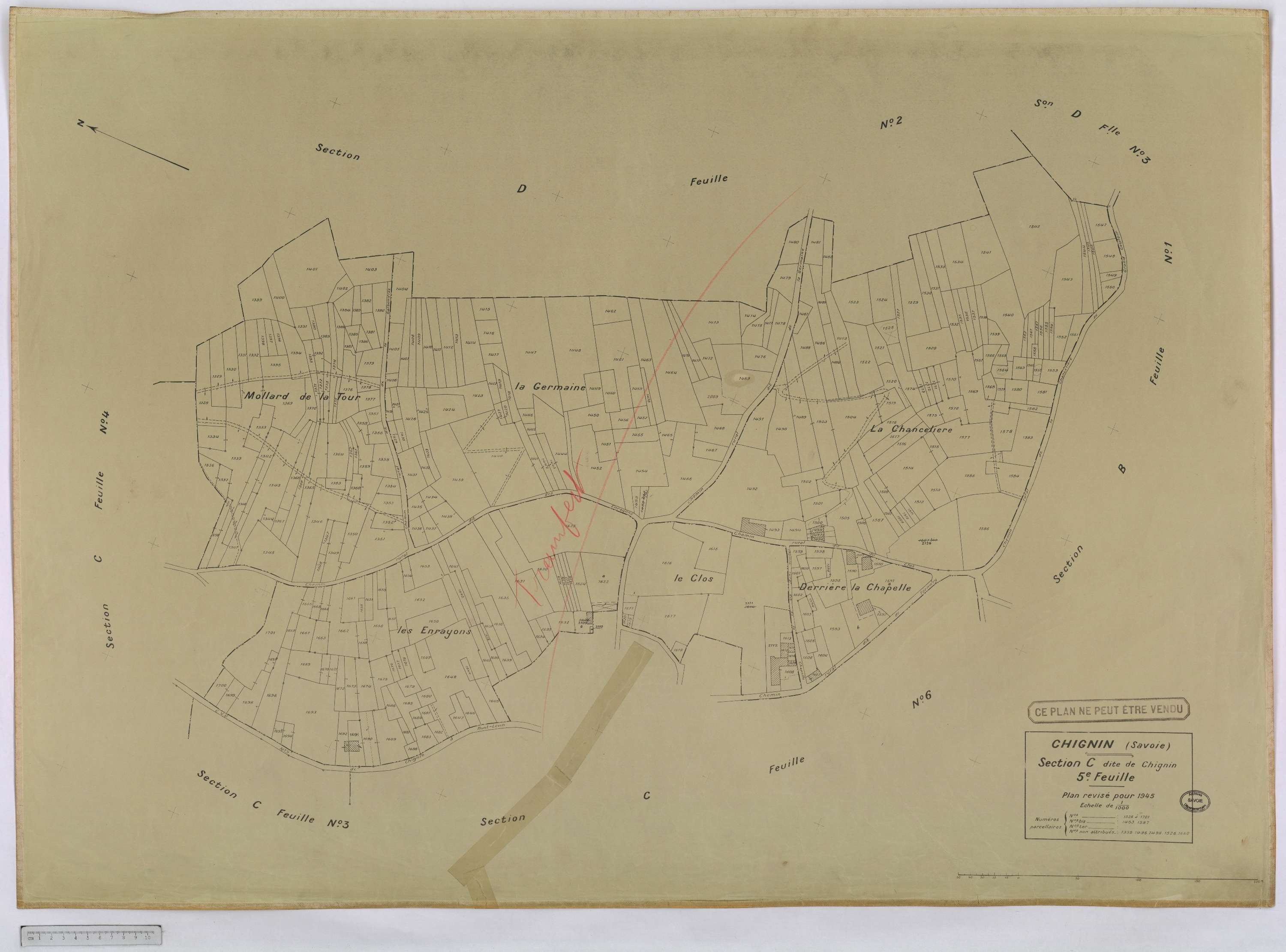 Chignin - Cadastre rénové version définitive (1945).