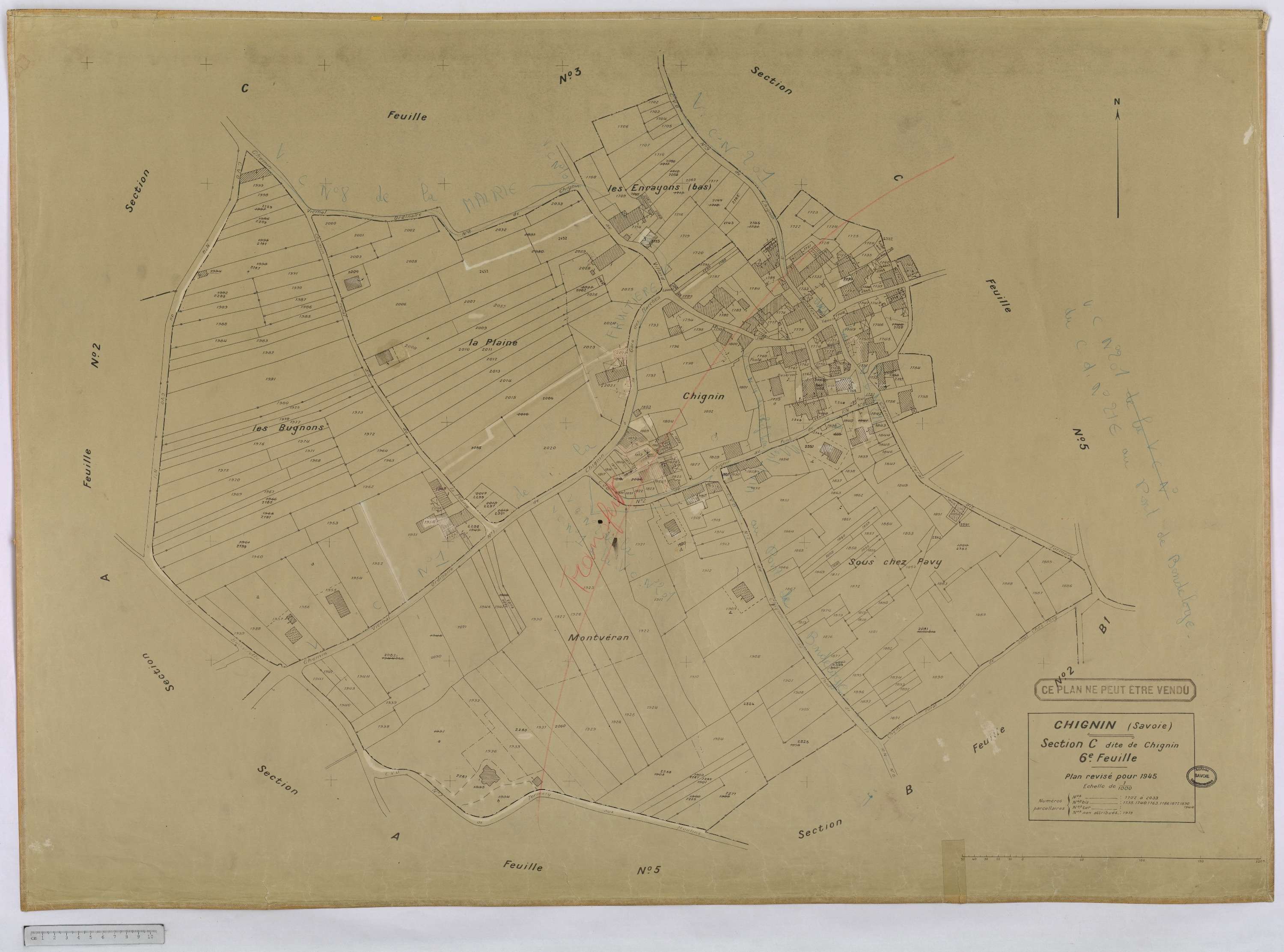 Chignin - Cadastre rénové version définitive (1945).