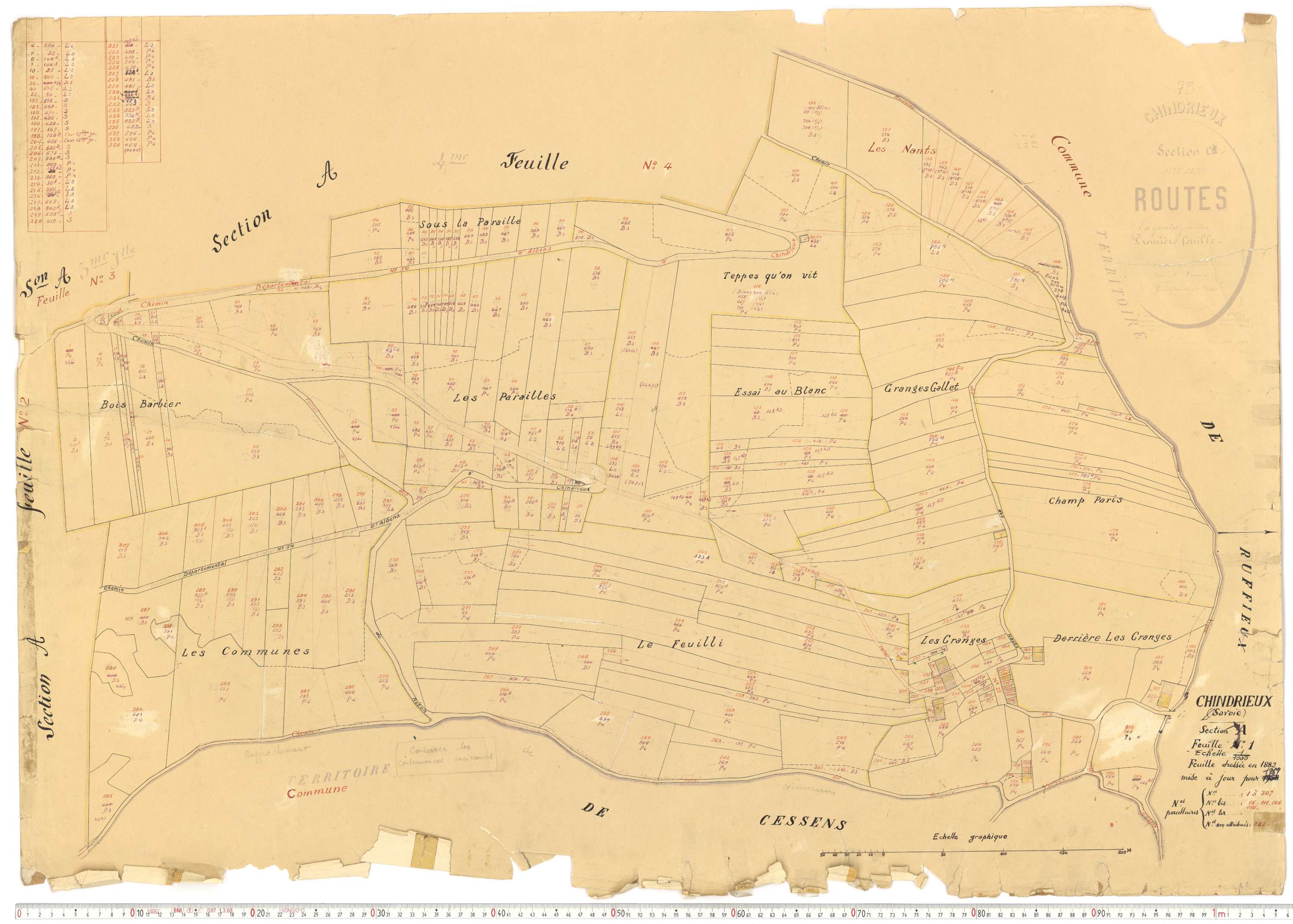 Chindrieux - Cadastre rénové, version de travail (1961).