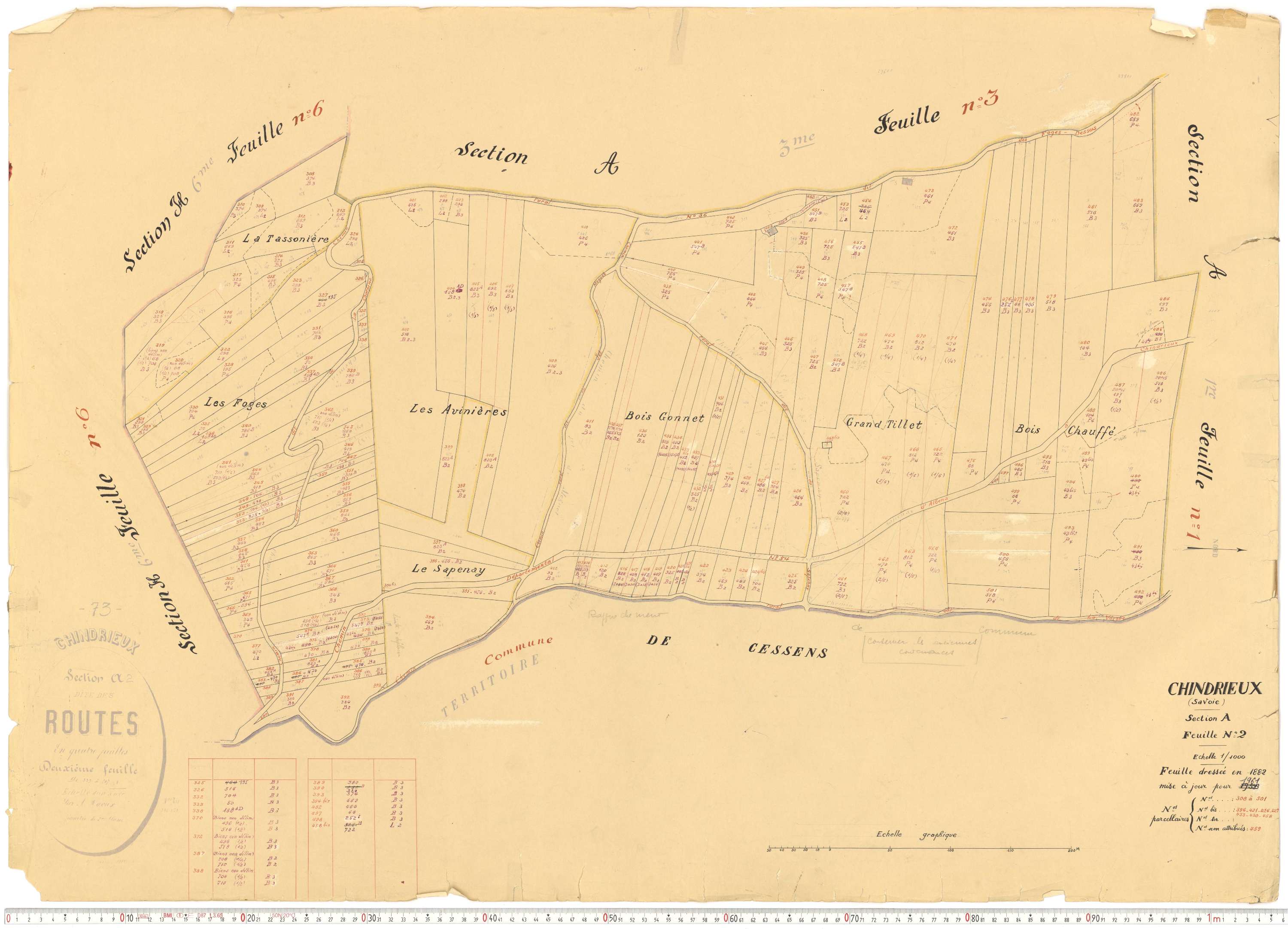 Chindrieux - Cadastre rénové, version de travail (1961).