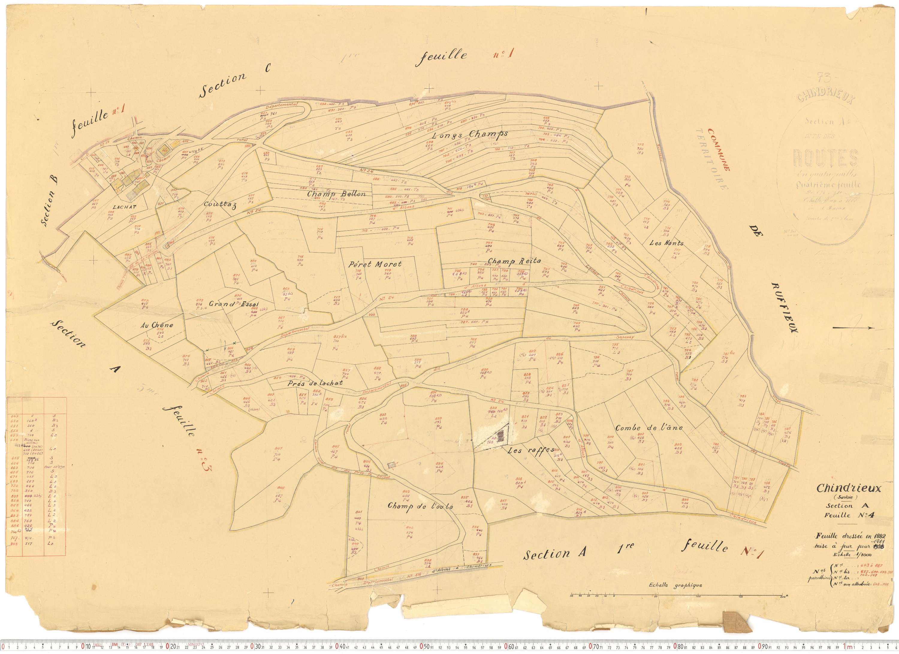 Chindrieux - Cadastre rénové, version de travail (1961).