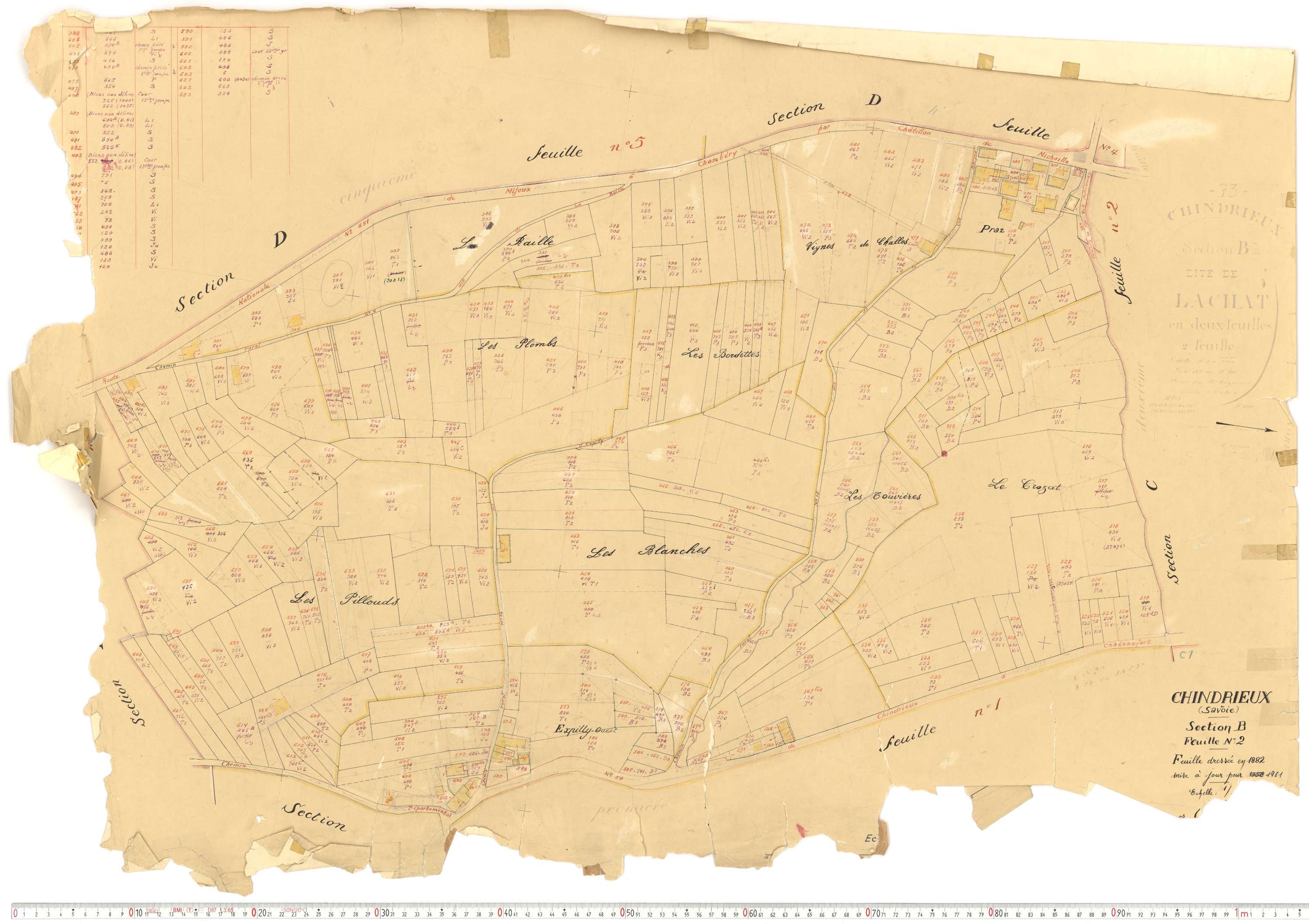 Chindrieux - Cadastre rénové, version de travail (1961).