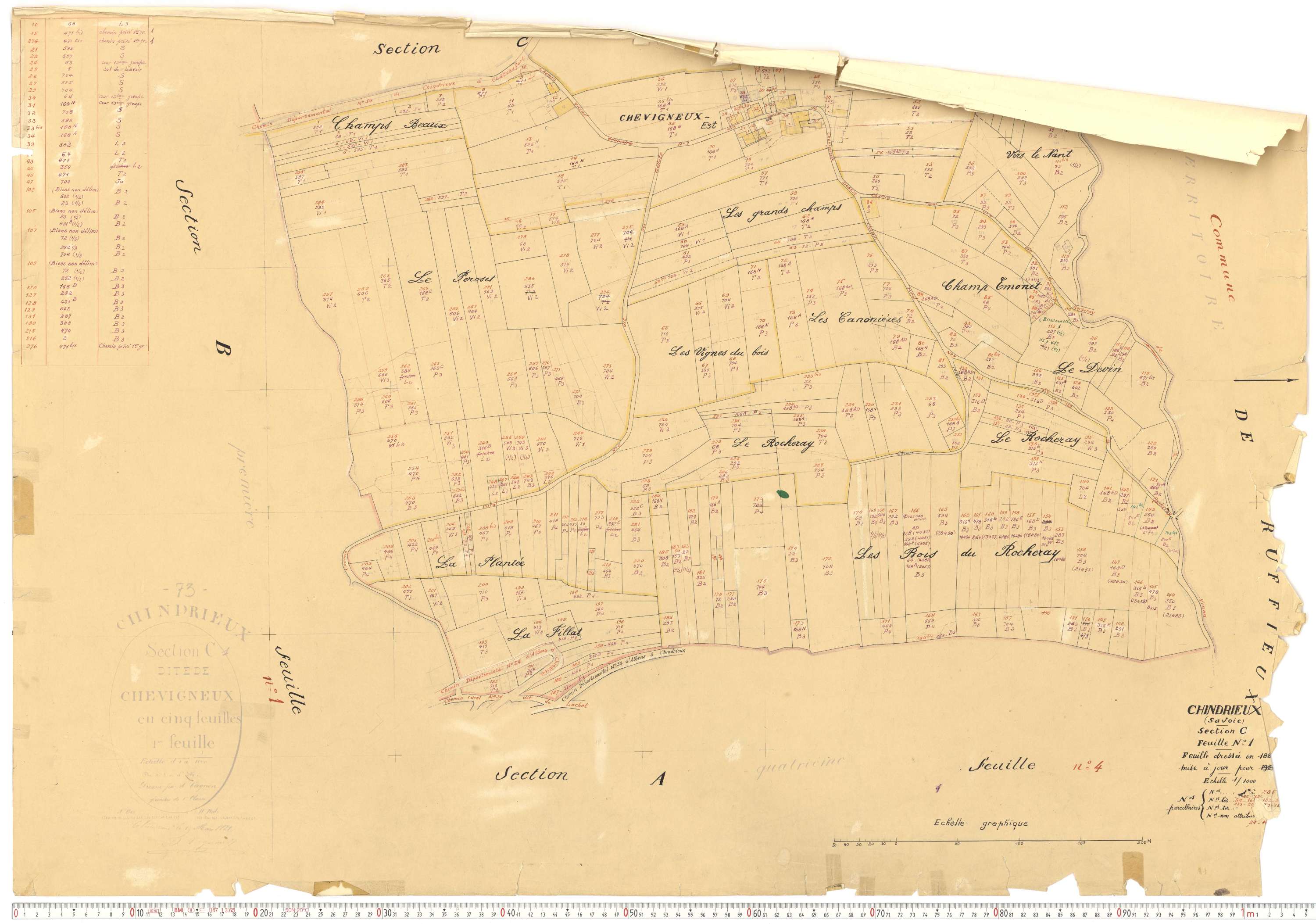 Chindrieux - Cadastre rénové, version de travail (1961).