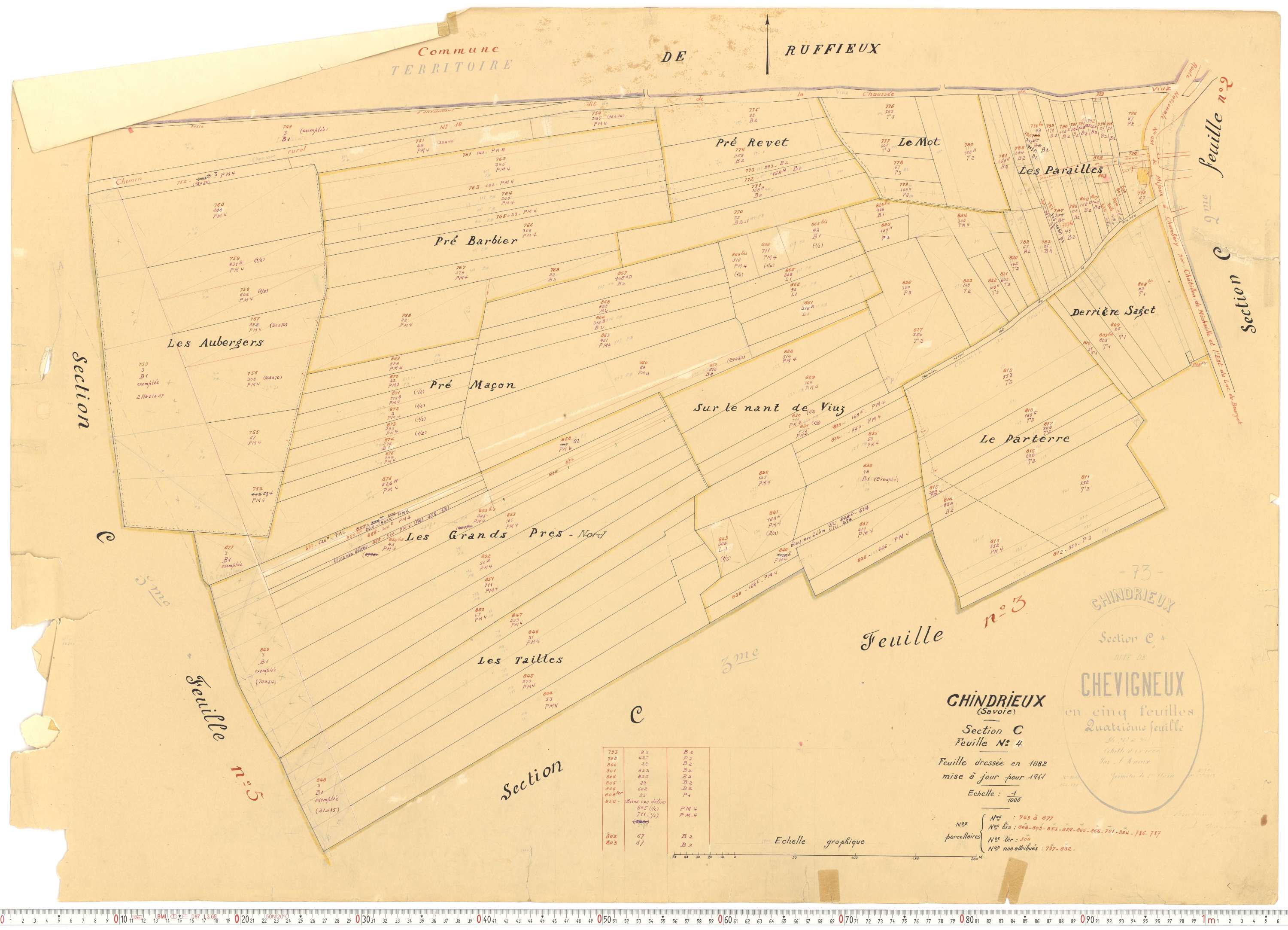 Chindrieux - Cadastre rénové, version de travail (1961).