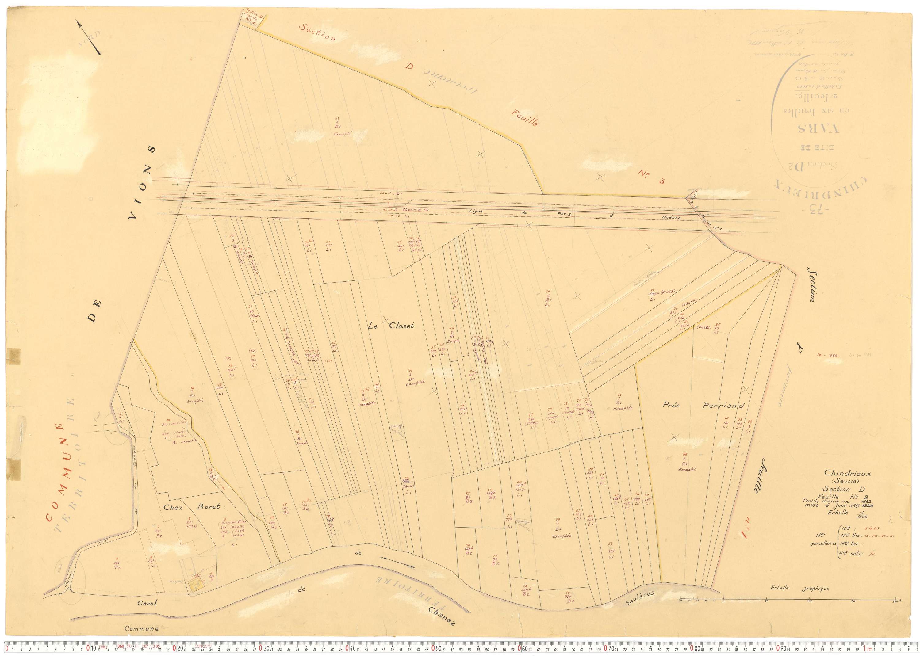 Chindrieux - Cadastre rénové, version de travail (1961).