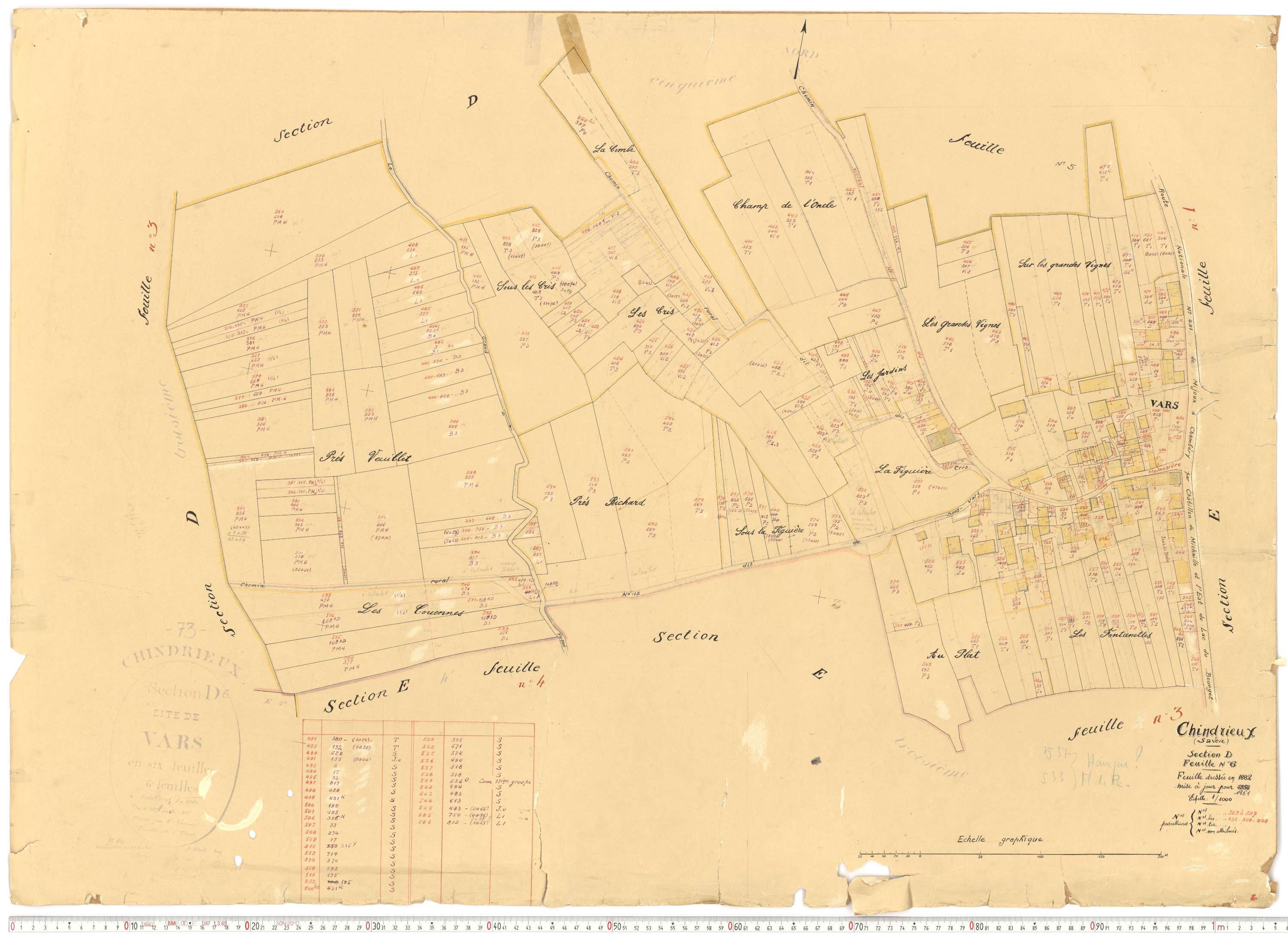 Chindrieux - Cadastre rénové, version de travail (1961).