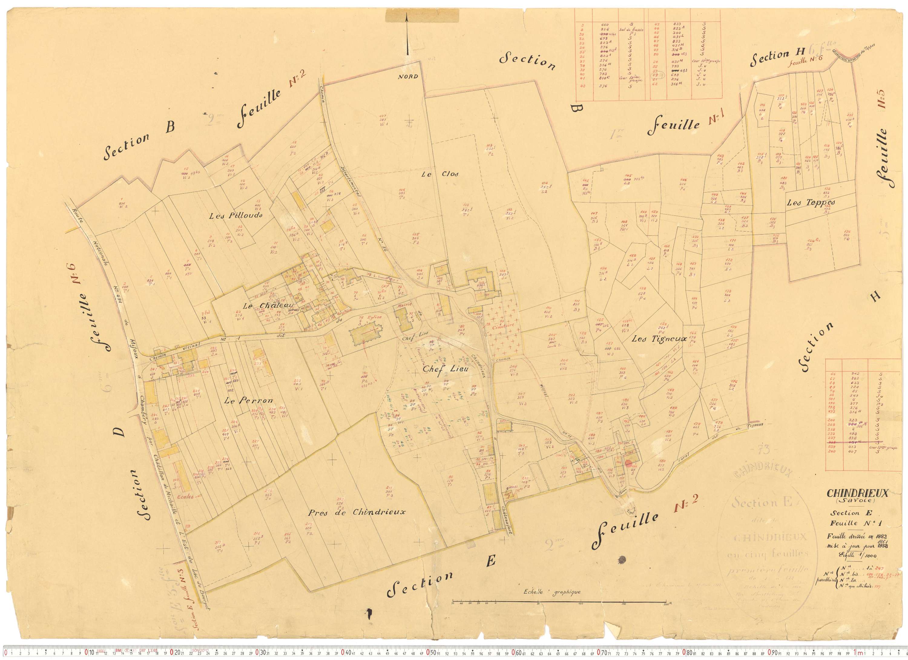 Chindrieux - Cadastre rénové, version de travail (1961).
