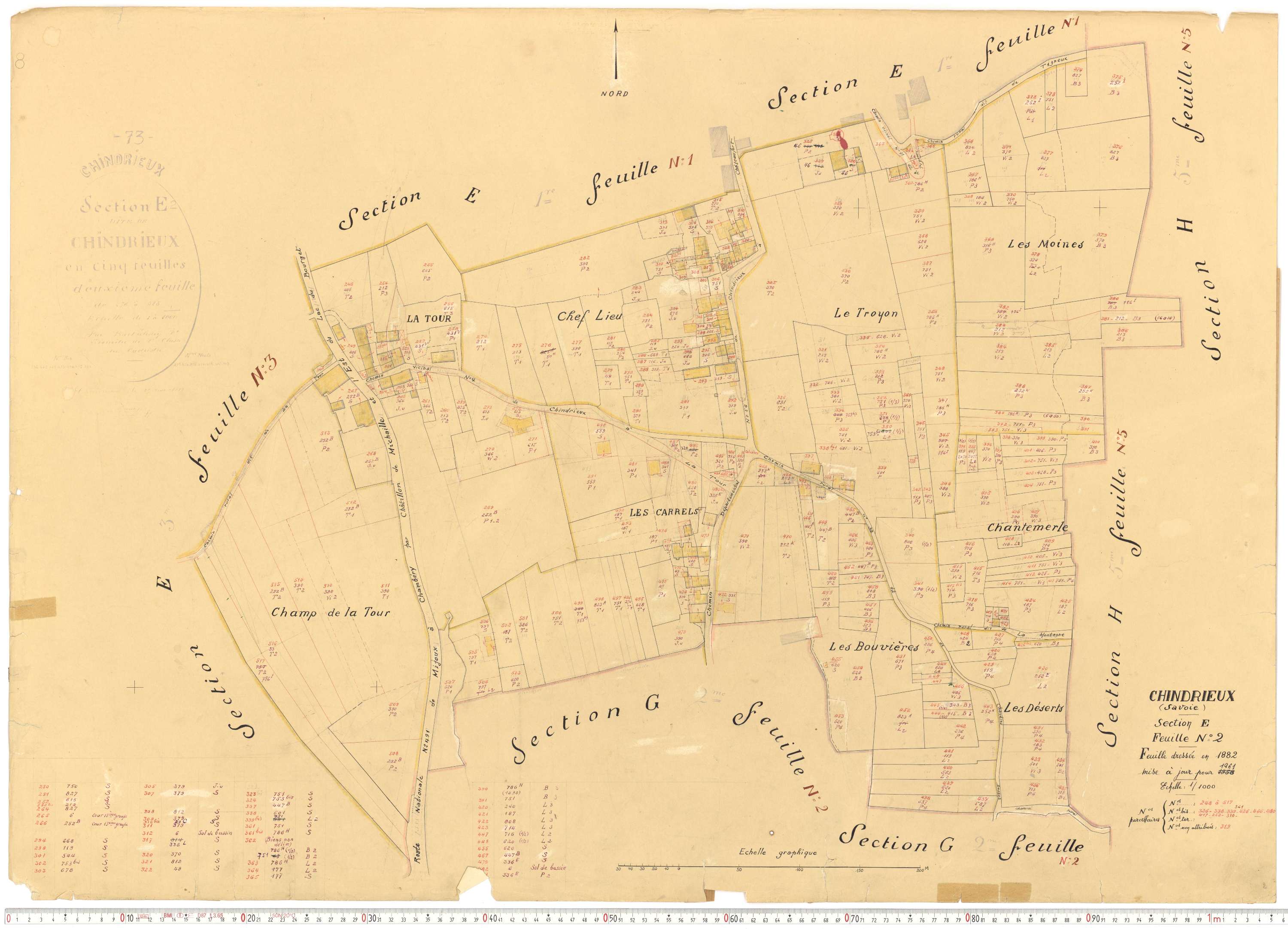 Chindrieux - Cadastre rénové, version de travail (1961).