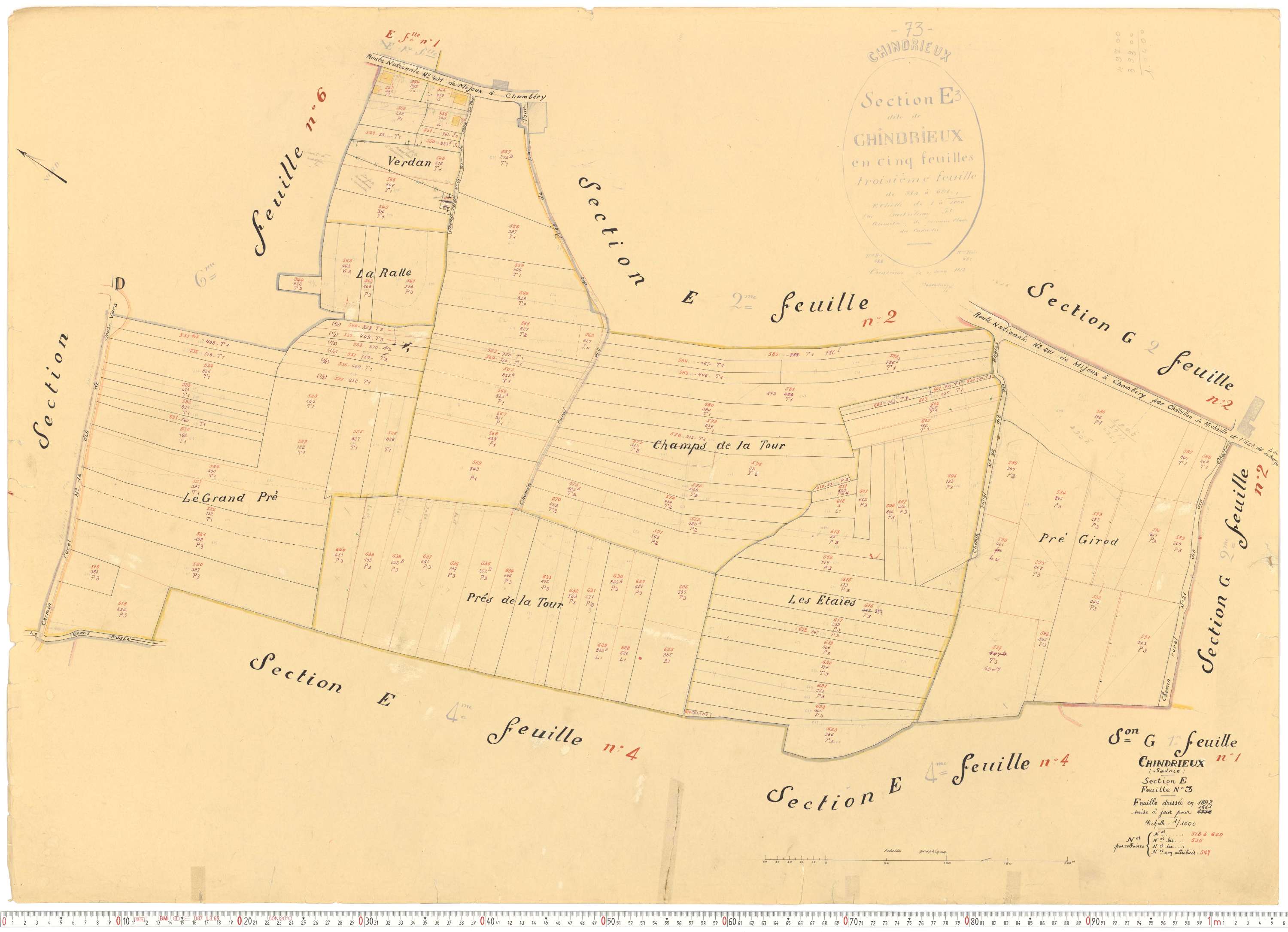 Chindrieux - Cadastre rénové, version de travail (1961).