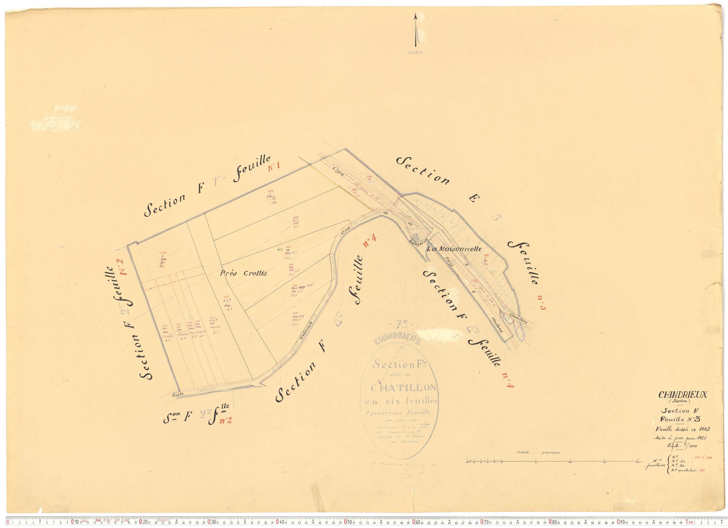 Chindrieux - Cadastre rénové, version de travail (1961).