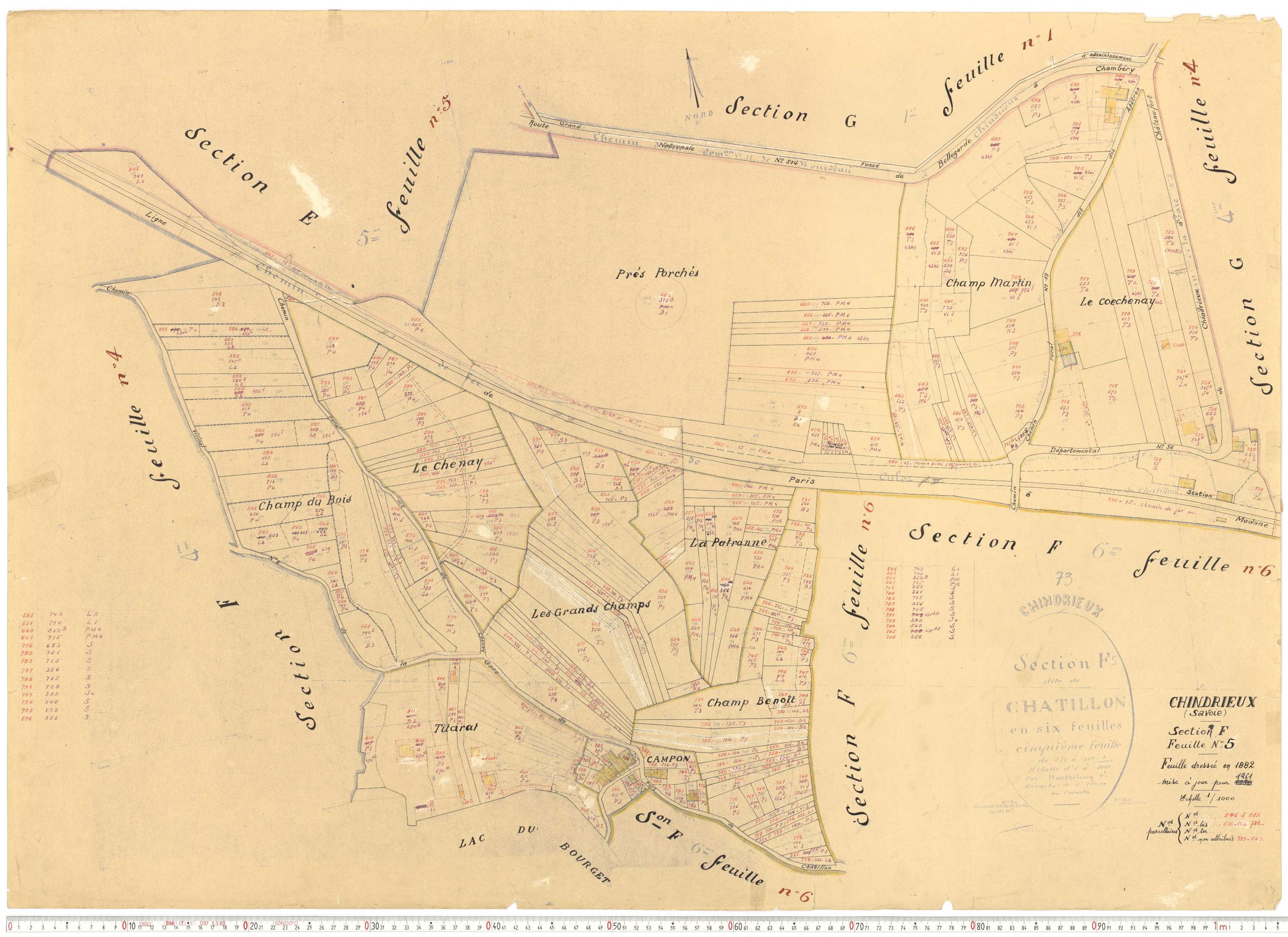 Chindrieux - Cadastre rénové, version de travail (1961).