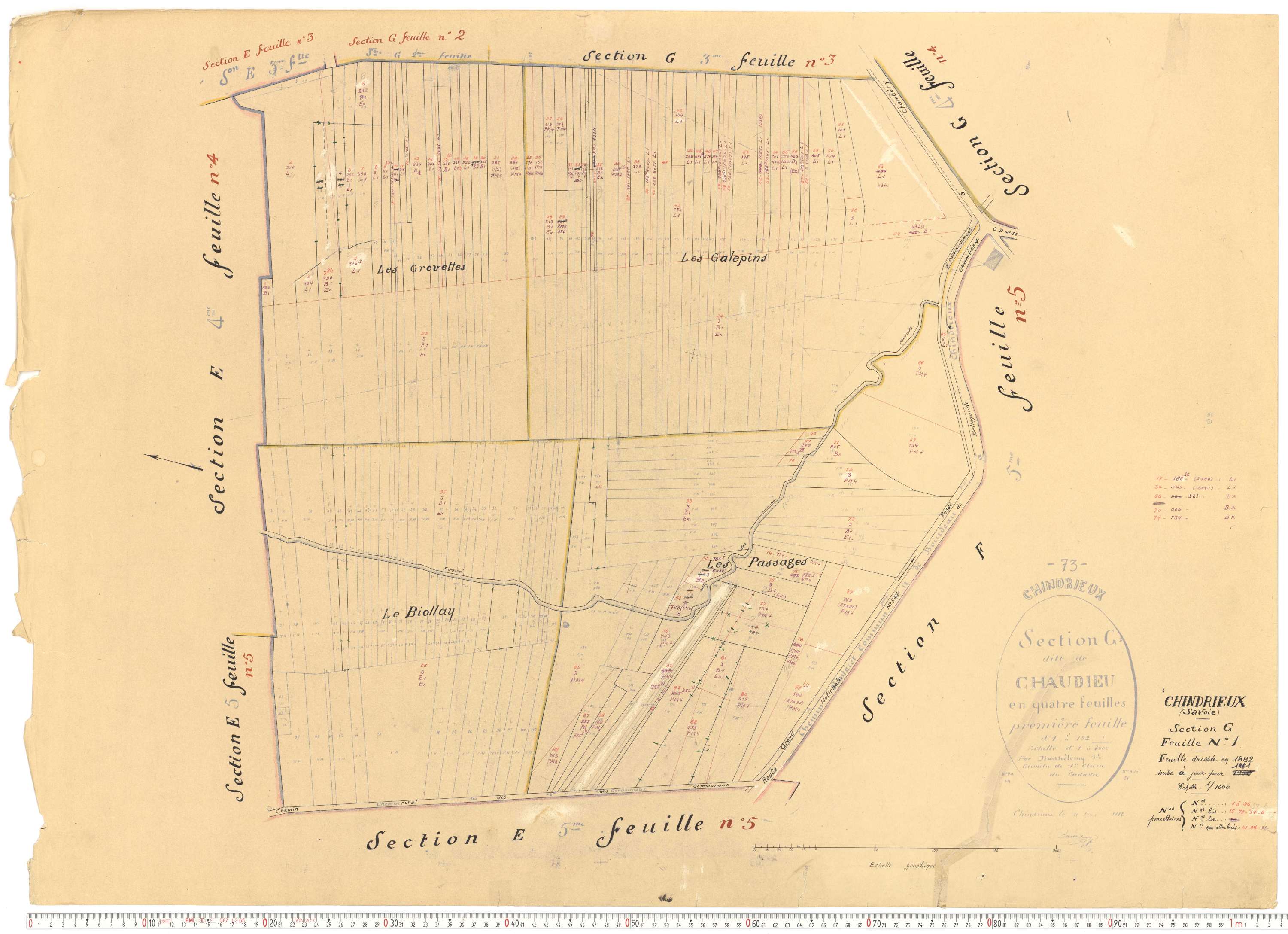 Chindrieux - Cadastre rénové, version de travail (1961).