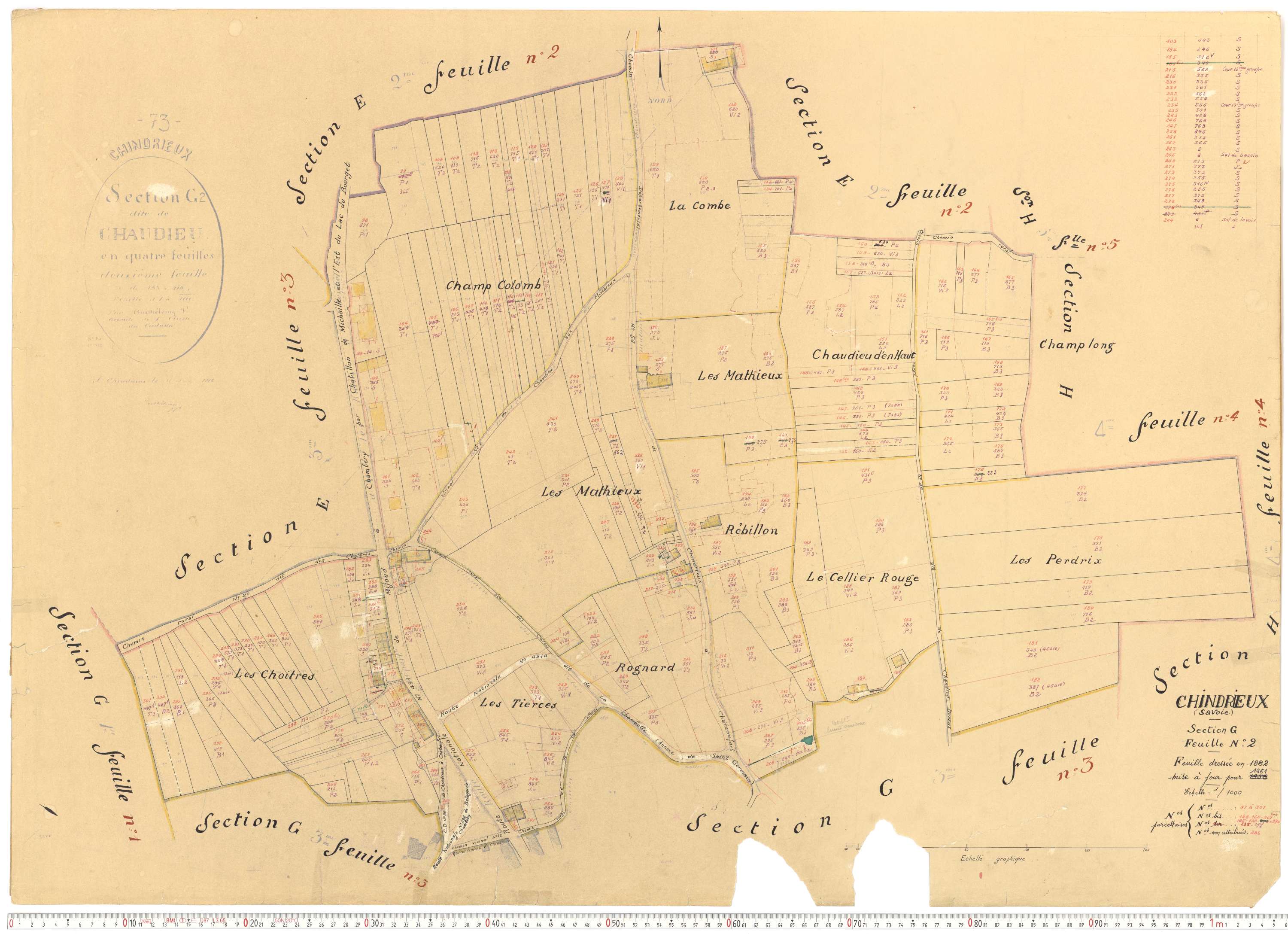 Chindrieux - Cadastre rénové, version de travail (1961).