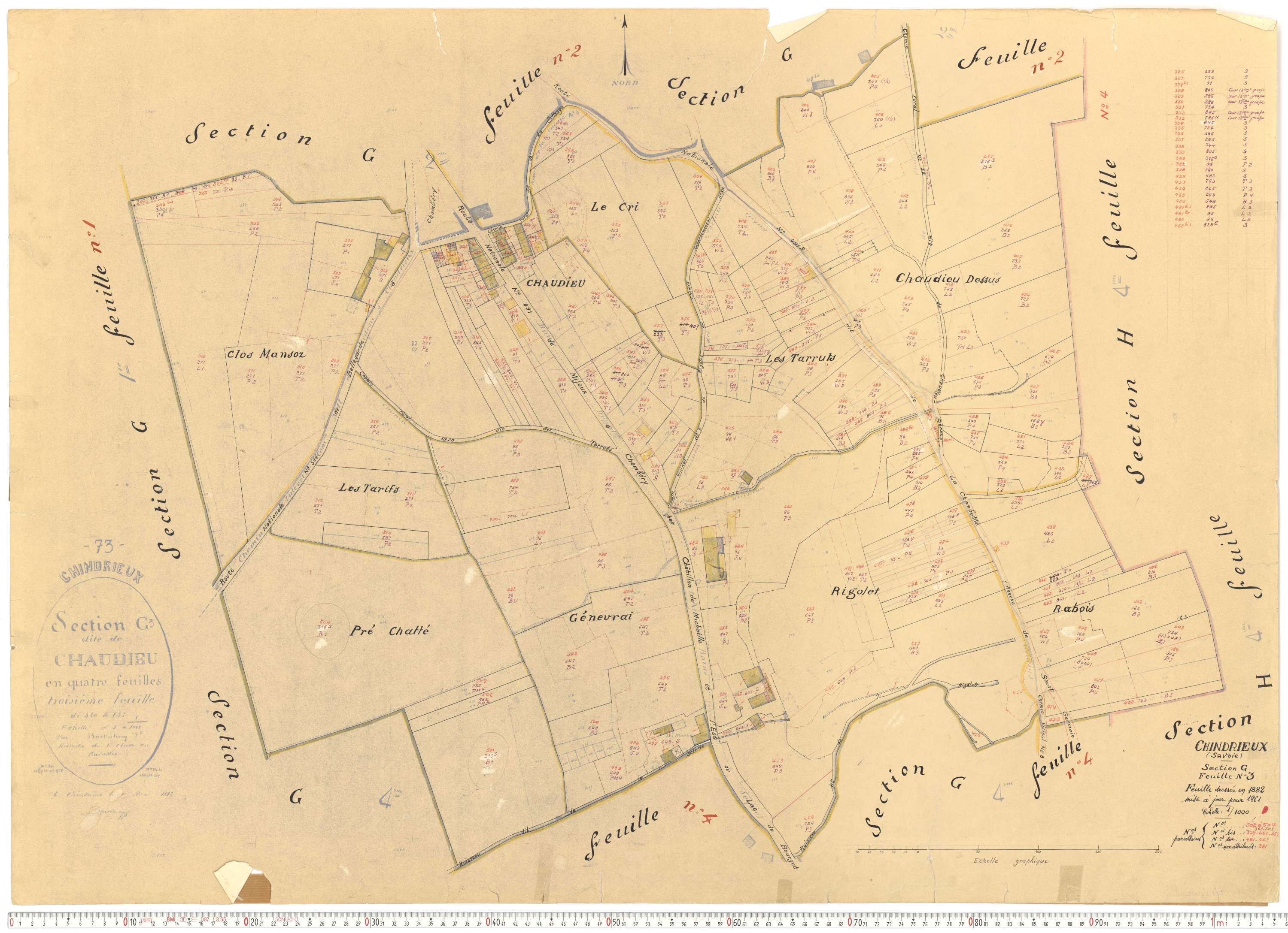 Chindrieux - Cadastre rénové, version de travail (1961).