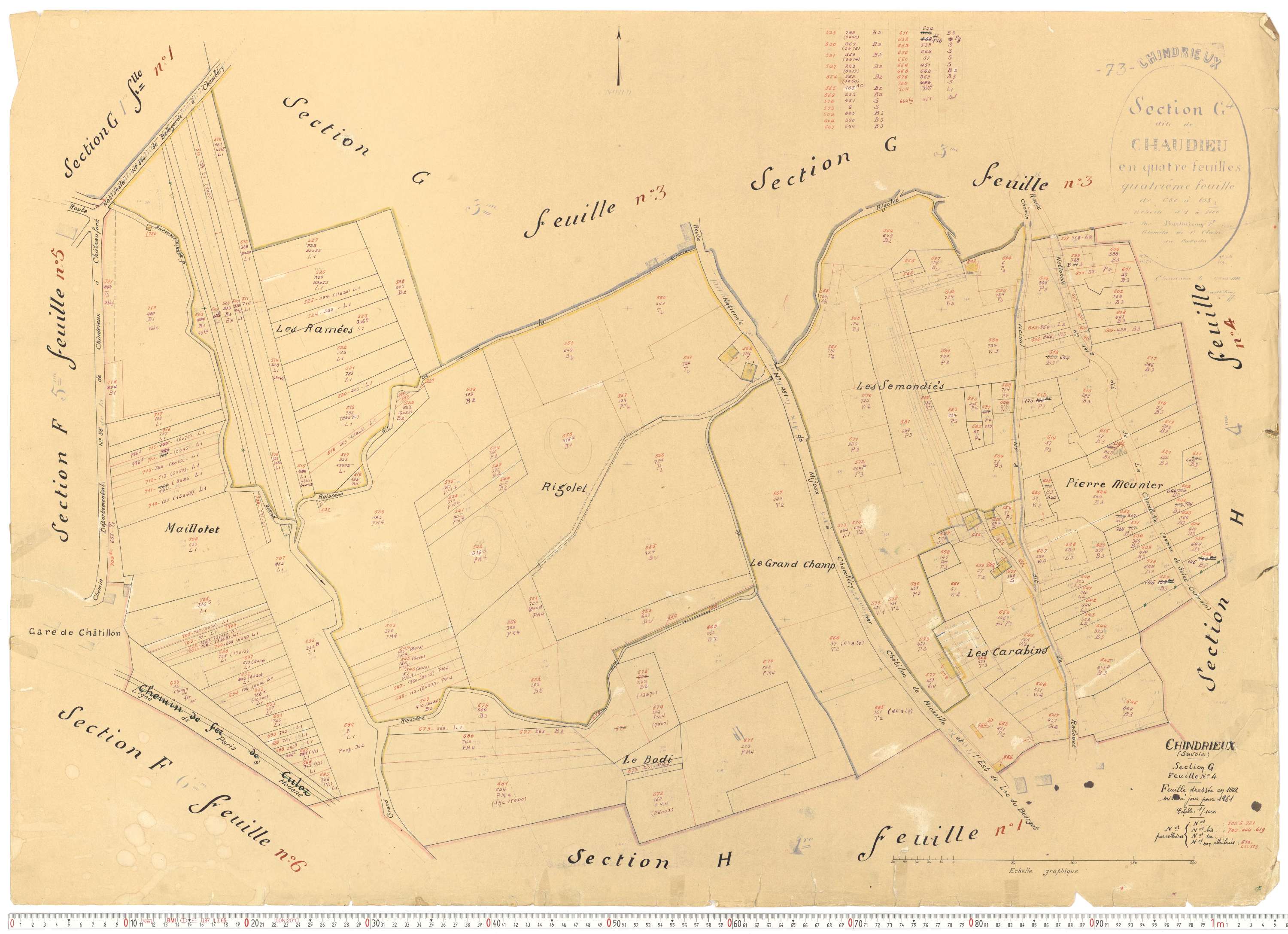 Chindrieux - Cadastre rénové, version de travail (1961).