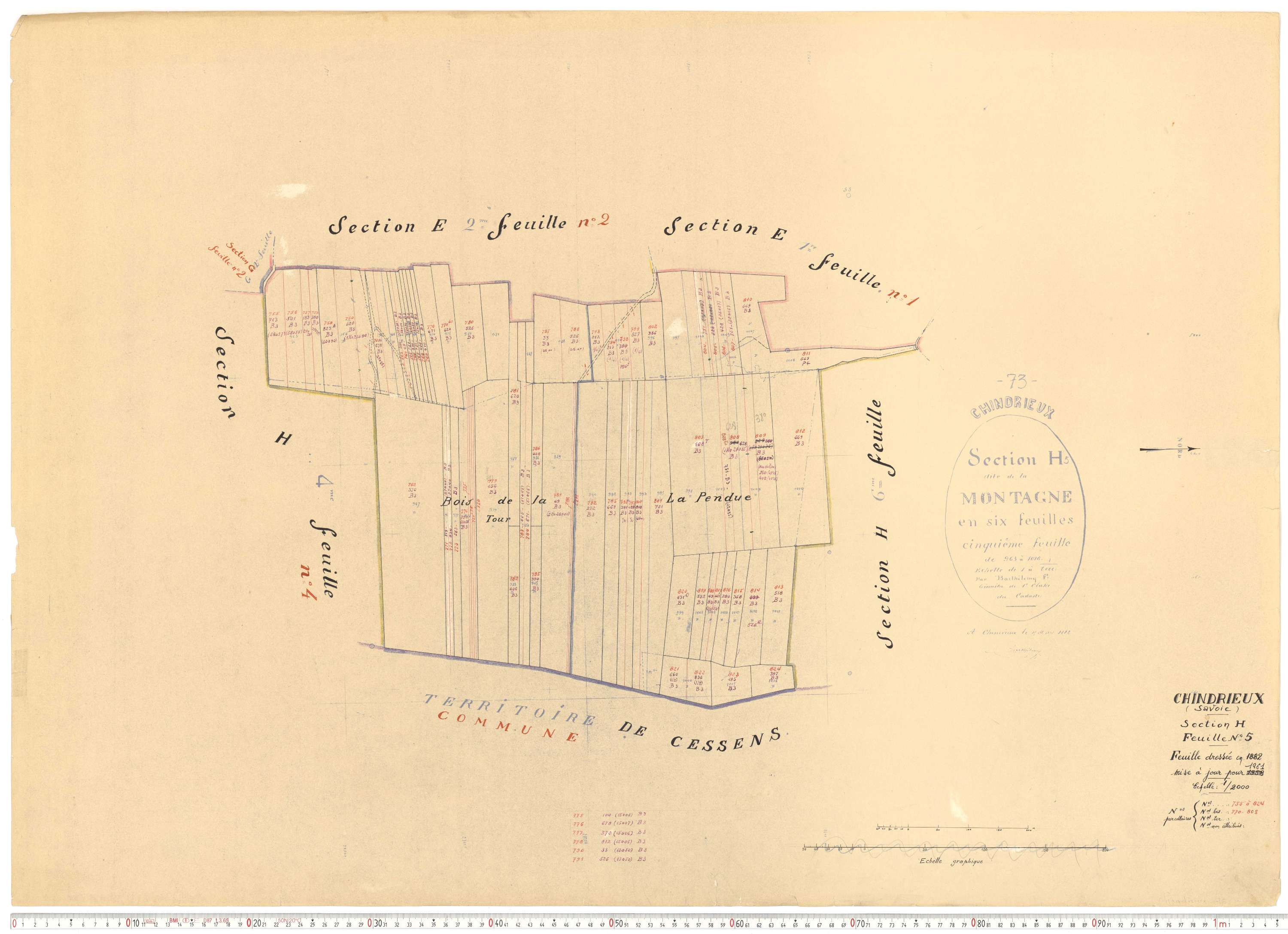 Chindrieux - Cadastre rénové, version de travail (1961).