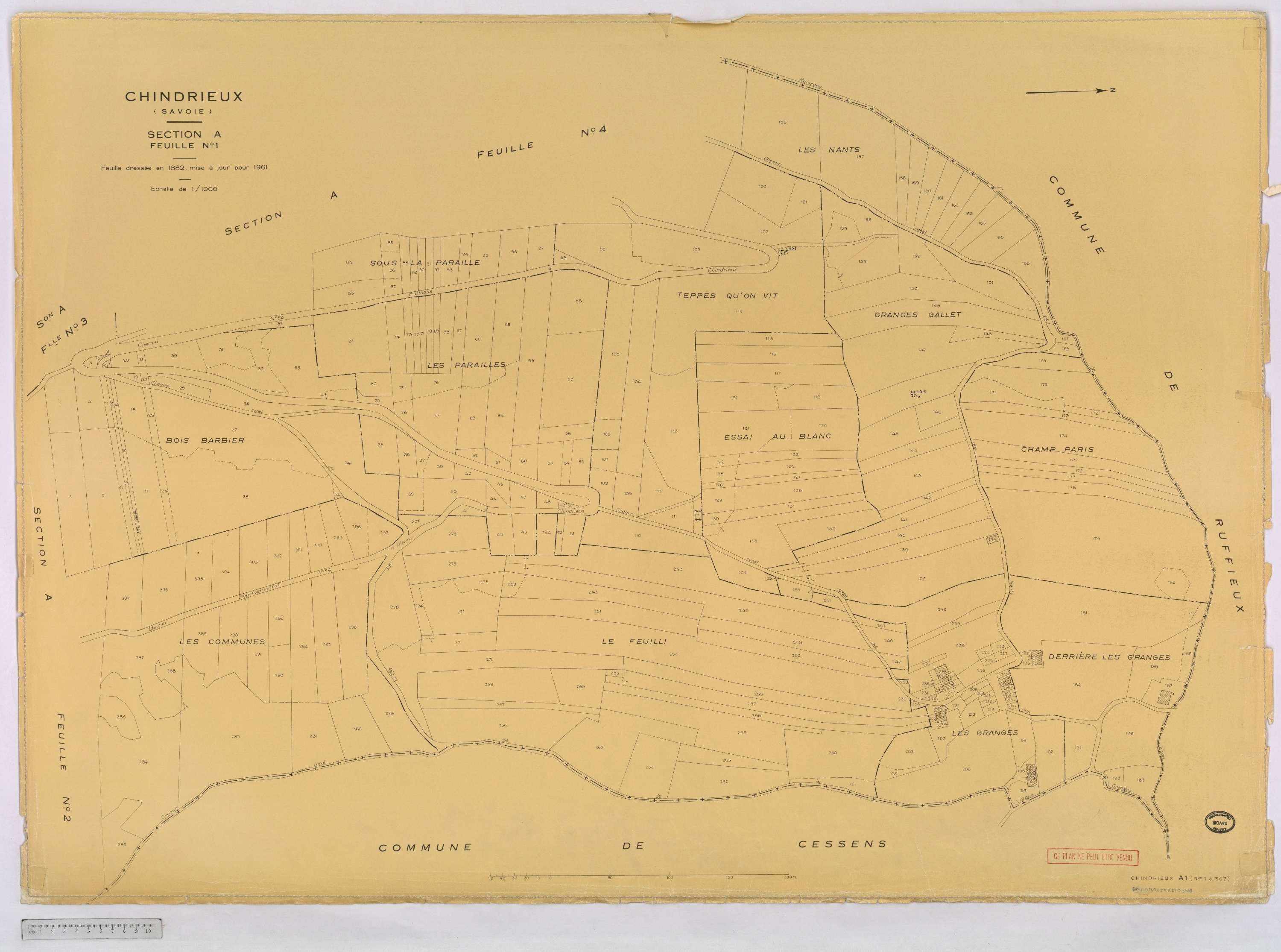 Chindrieux - Cadastre rénové, version définitive (1961).