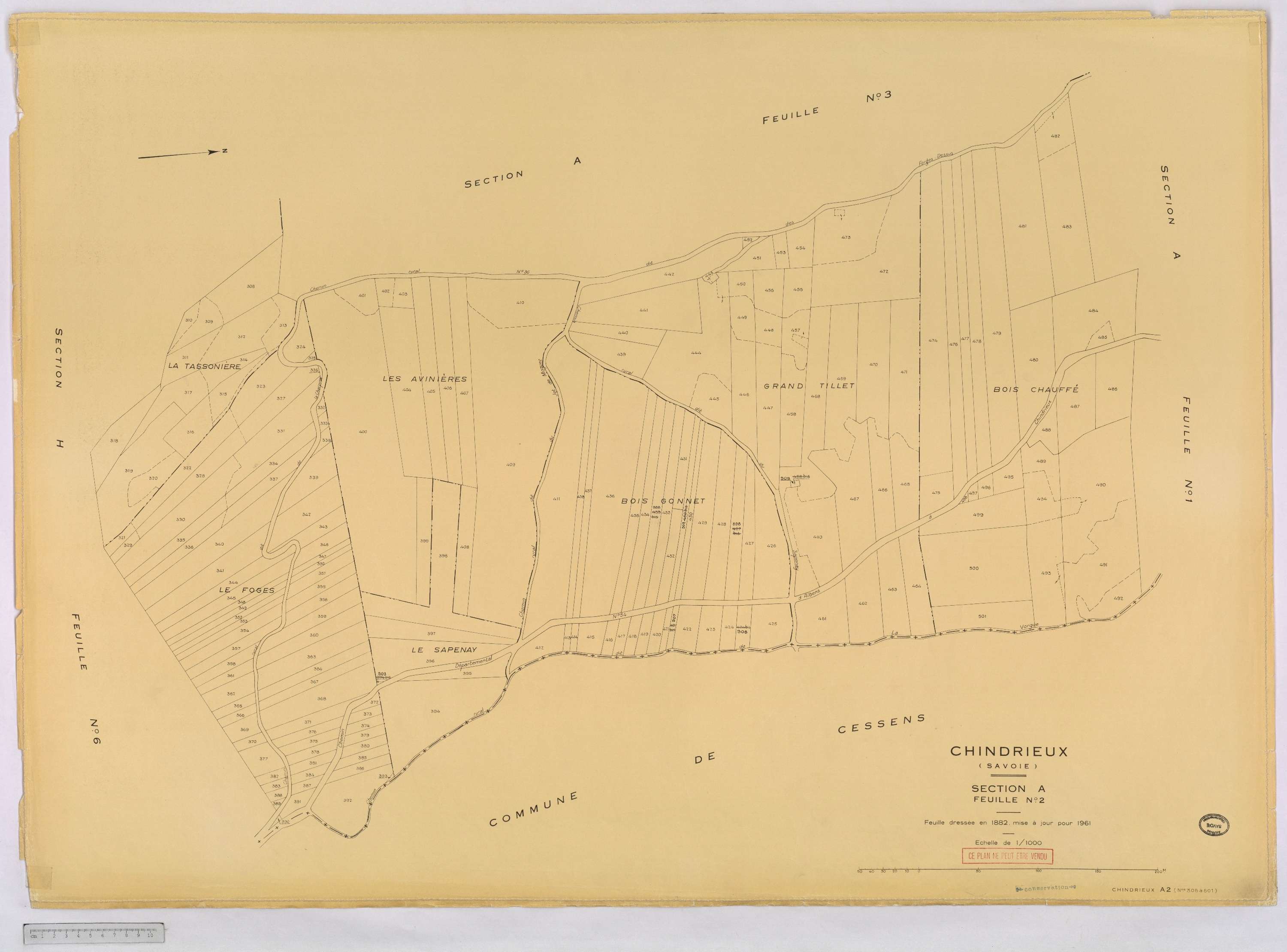 Chindrieux - Cadastre rénové, version définitive (1961).