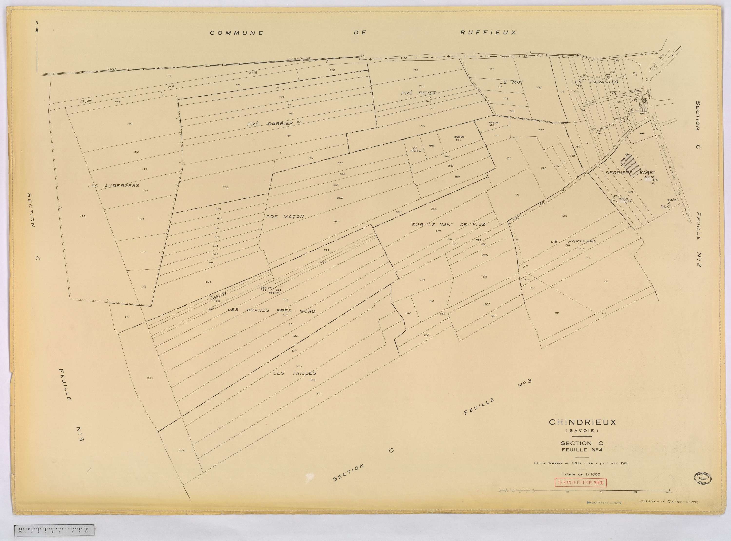 Chindrieux - Cadastre rénové, version définitive (1961).