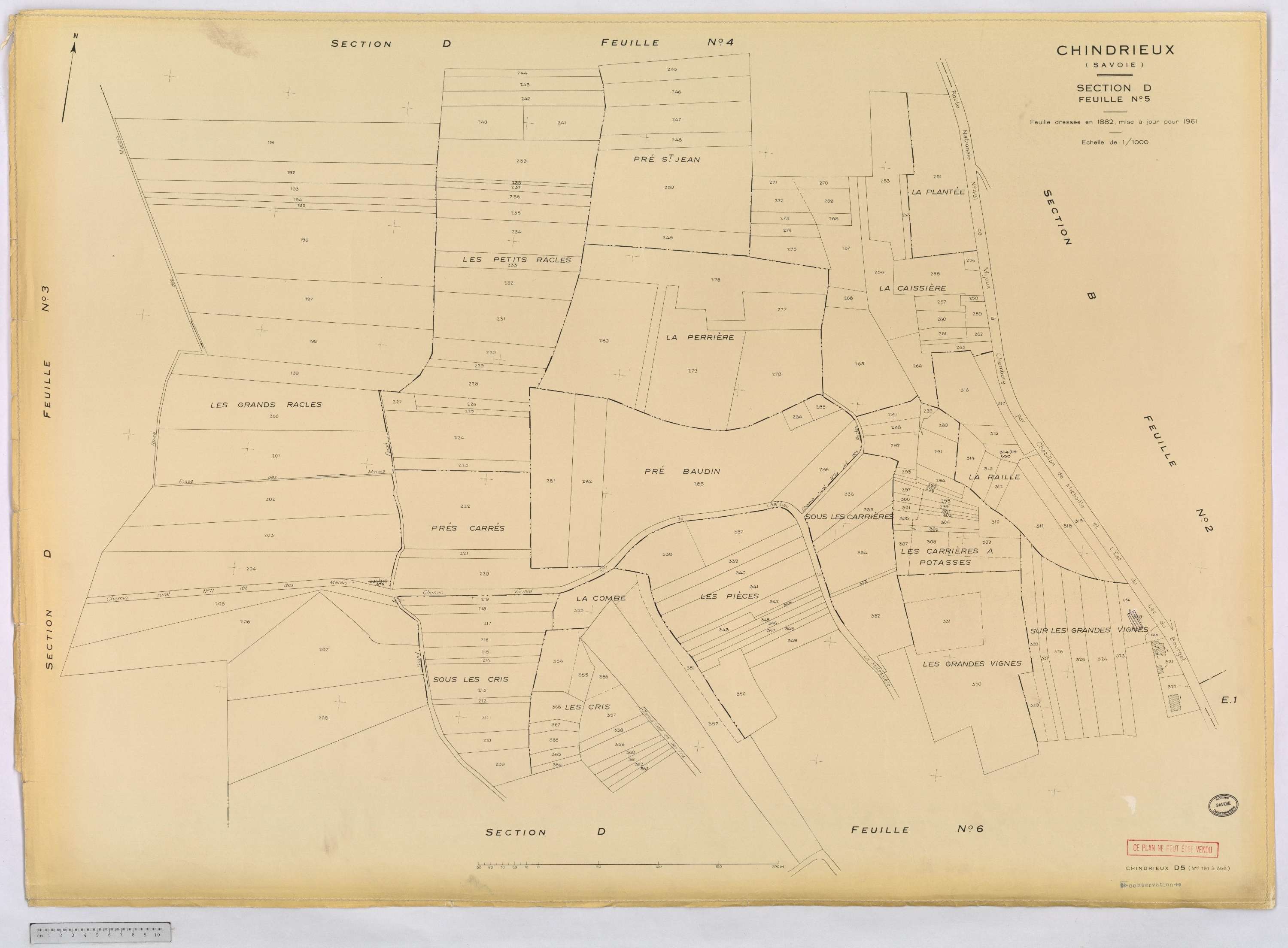 Chindrieux - Cadastre rénové, version définitive (1961).