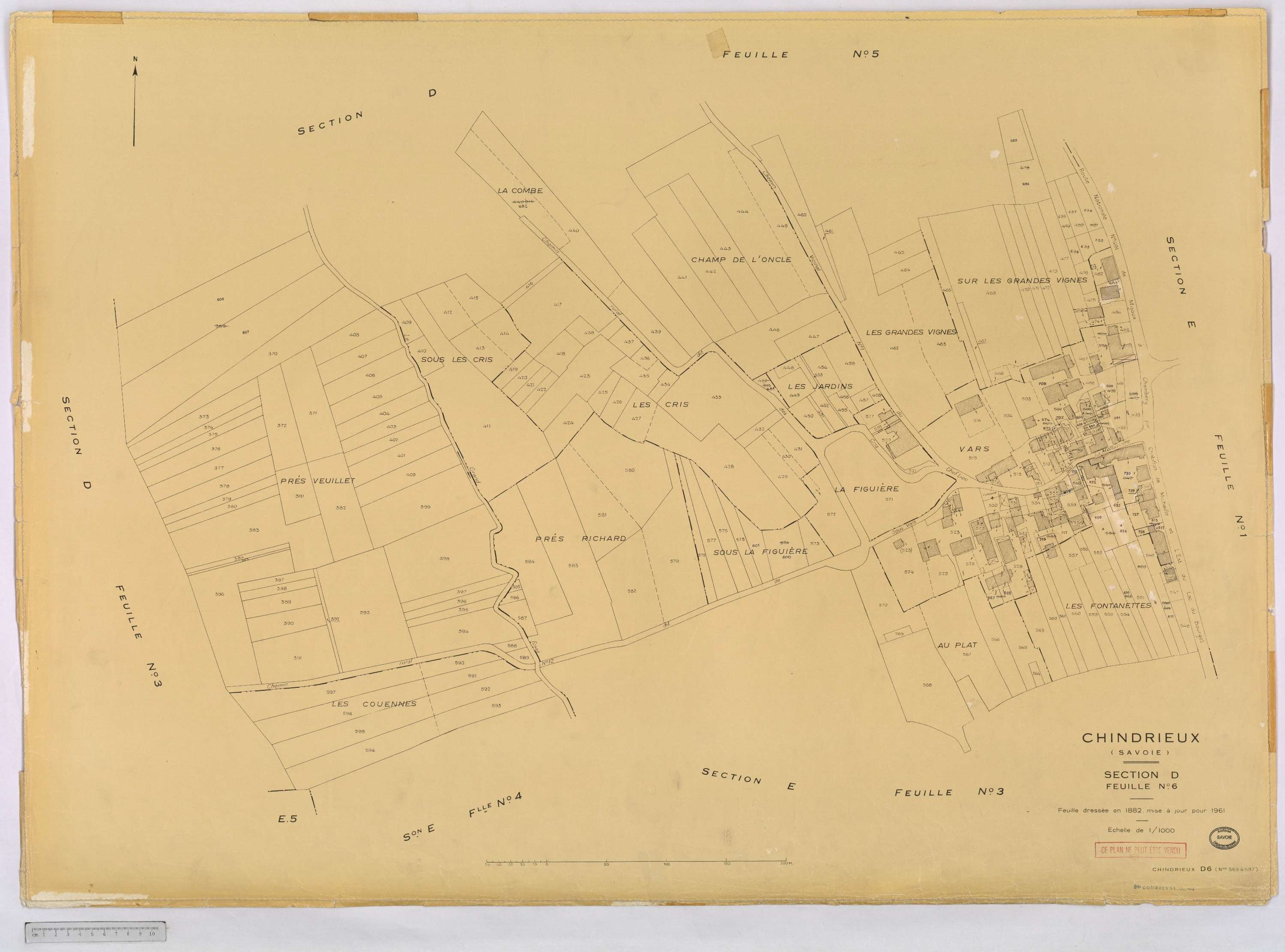 Chindrieux - Cadastre rénové, version définitive (1961).