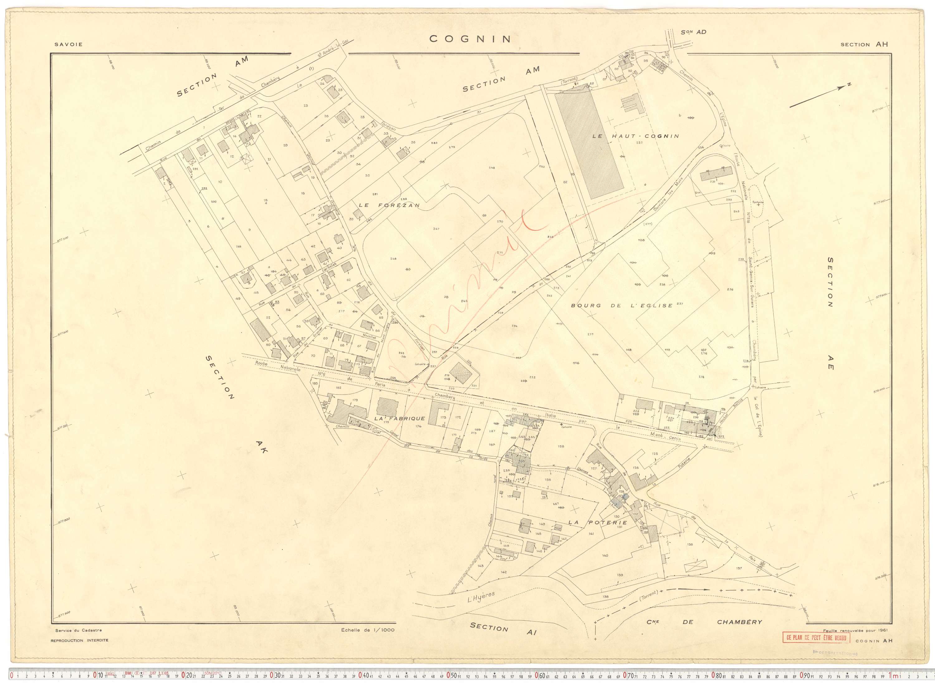 Cognin - Plans cadastraux du cadastre rénové en 1961 et mis à jour en 1988.