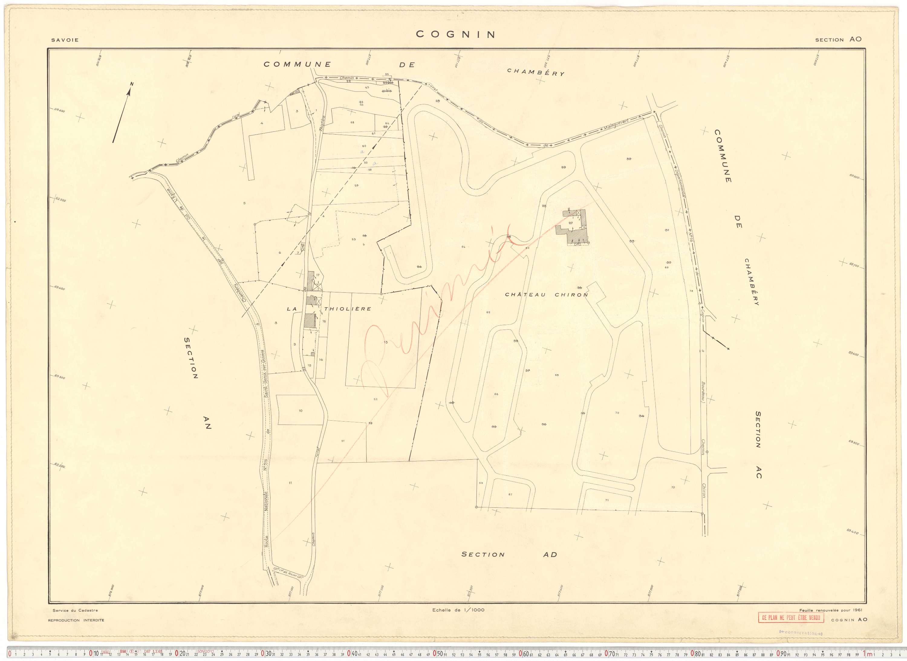 Cognin - Plans cadastraux du cadastre rénové en 1961 et mis à jour en 1988.