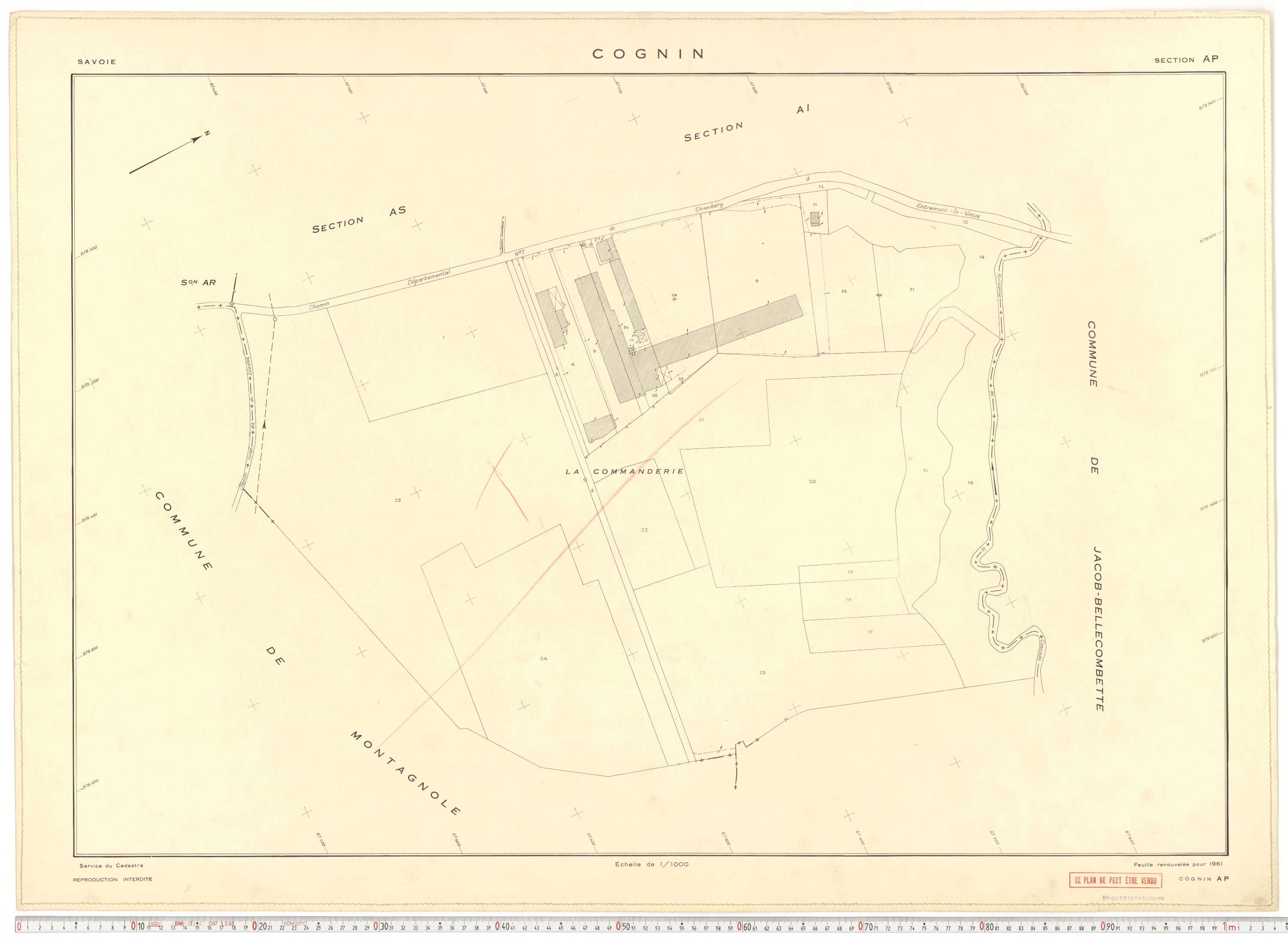 Cognin - Plans cadastraux du cadastre rénové en 1961 et mis à jour en 1988.