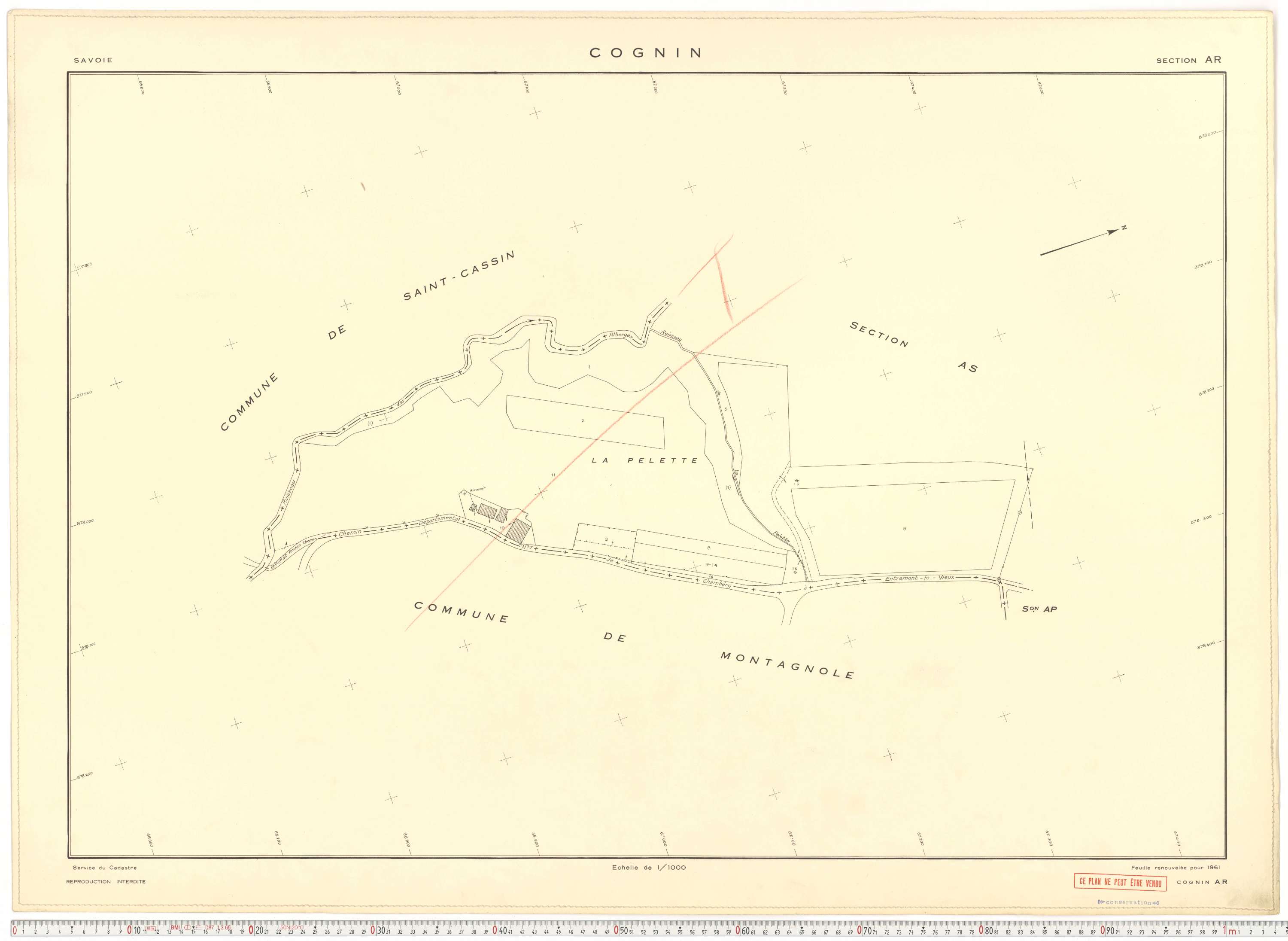 Cognin - Plans cadastraux du cadastre rénové en 1961 et mis à jour en 1988.