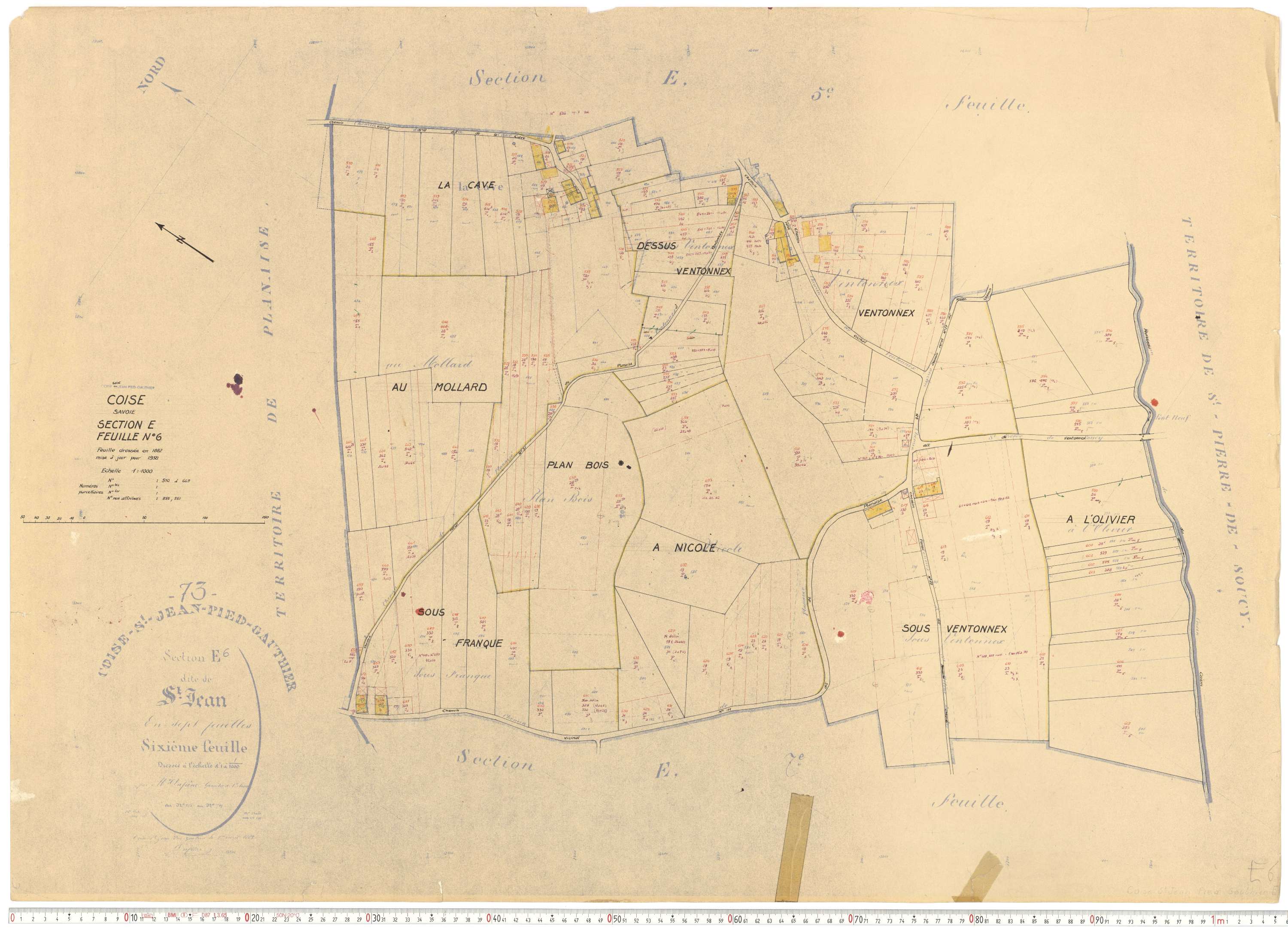 Coise-Saint-Jean-Pied-Gauthier - Cadastre rénové, version de travail (1958).