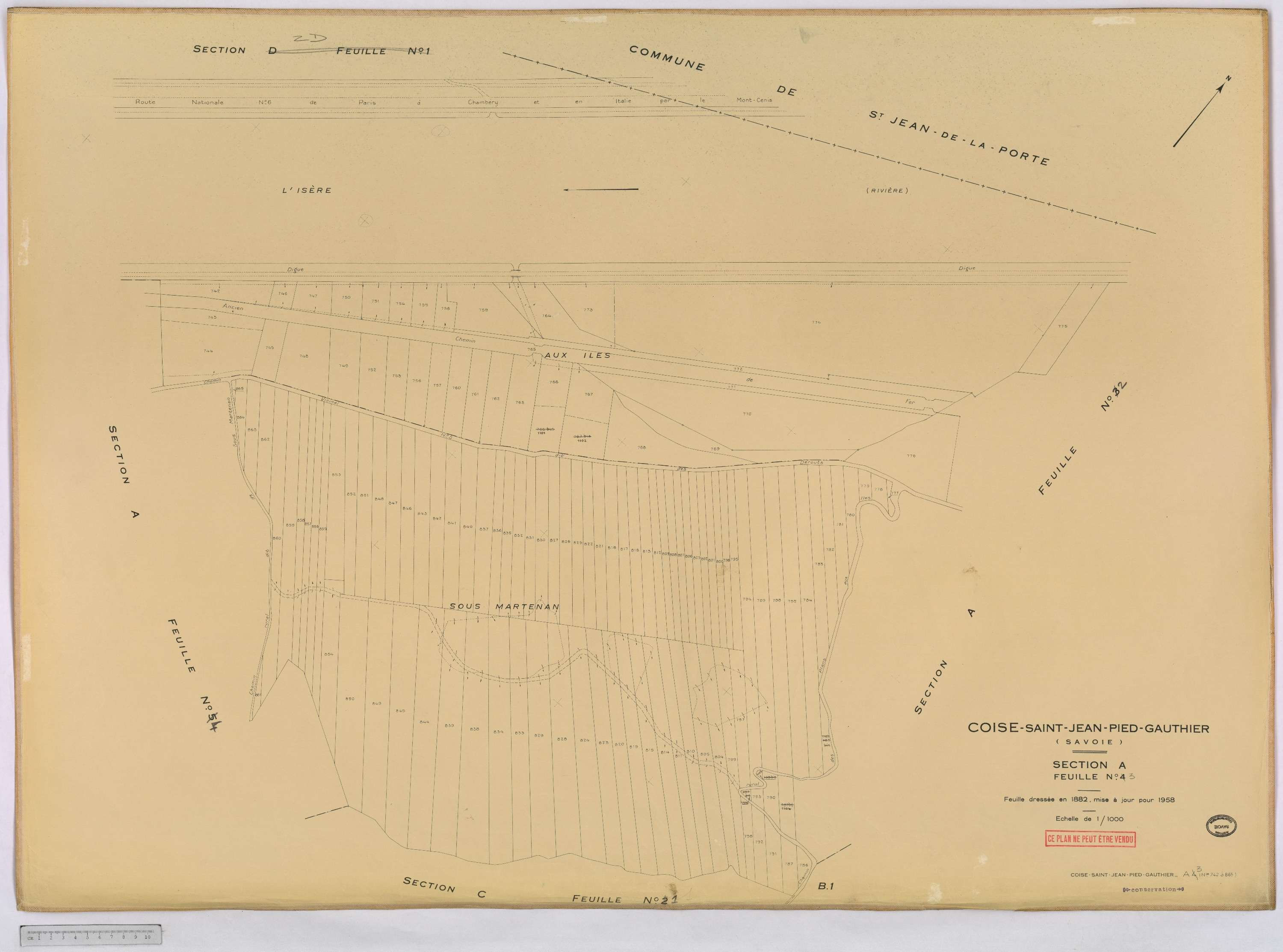 Coise-Saint-Jean-Pied-Gauthier - Cadastre rénové, version définitive (1958).